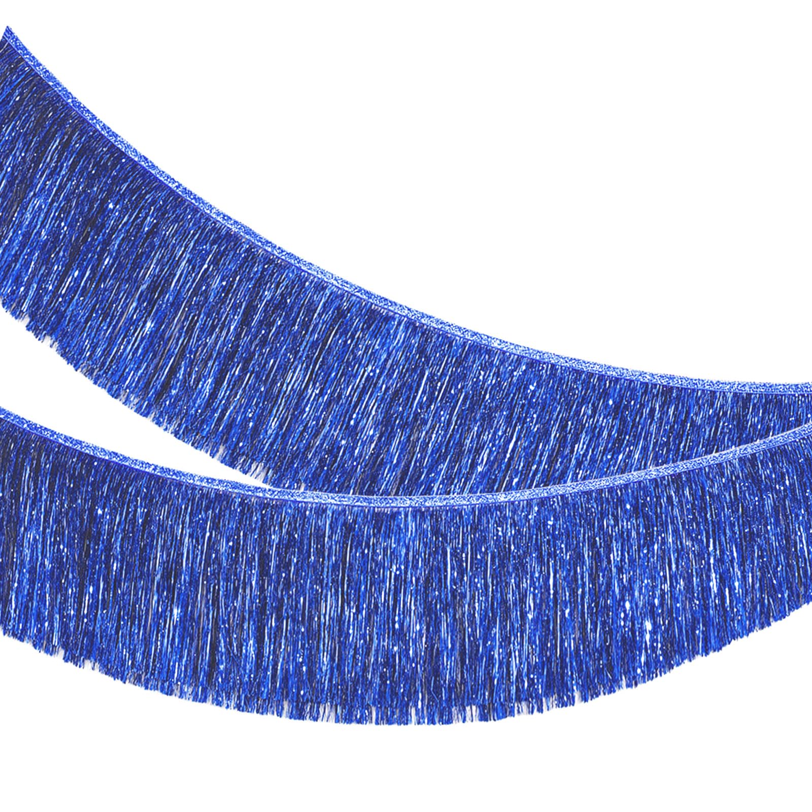 MOMAHUA Royal Blue Fringe Garland,20CM Wide Sparkly Tinsel Fringing,2M Length Wall Hanging Metallic Foil Fringe Garland Banner,Shiny Streamers Party Backdrop for Wedding Birthday Car Parade Floats