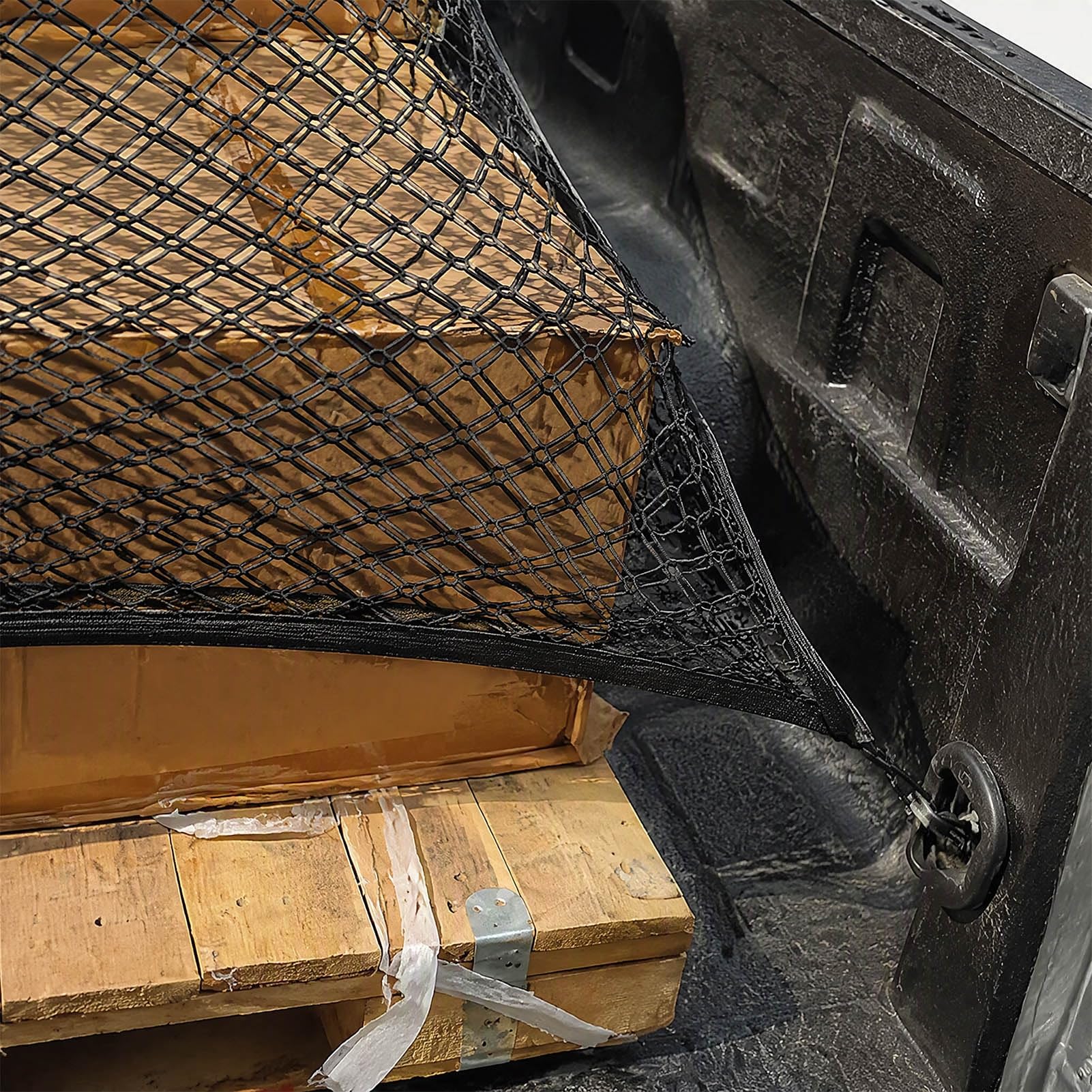 Ladeflächennetz für LKW, dehnbarer Organizer mit 4 Haken