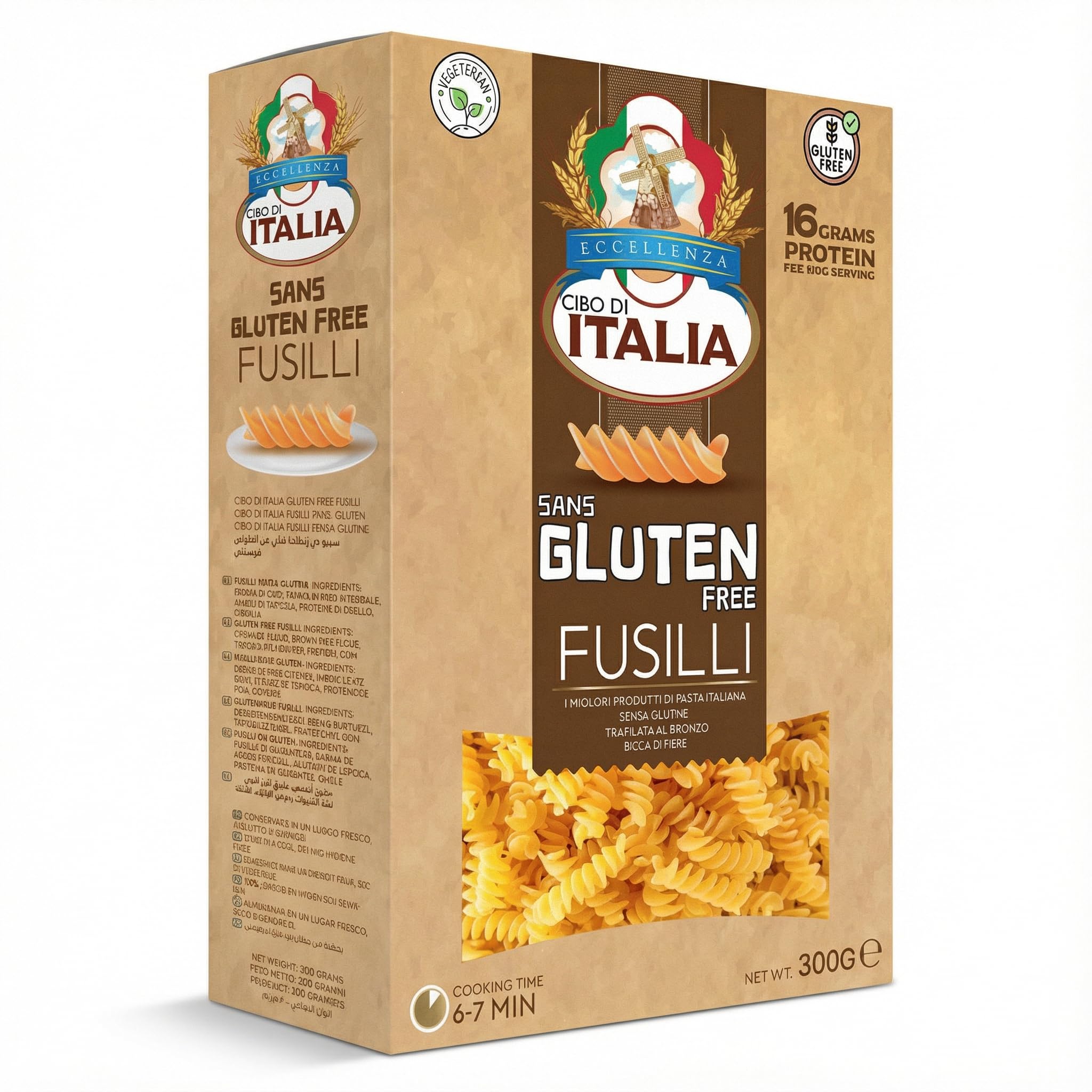 Cibo Di Italia Pasta Fusilli - Gluten Free 300g | Vegetarian | Chickpea Flour, Brown Rice Flour, Tapioca Starch, Pea Protein, Guar Gum
