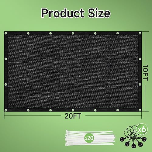 Miniatura 10 de FOTMISHU Tela de protección solar antienvejecimiento de 75% a 80% de malla solar de 10 x 13 pies, red resistente a los rayos UV, lona de malla para
