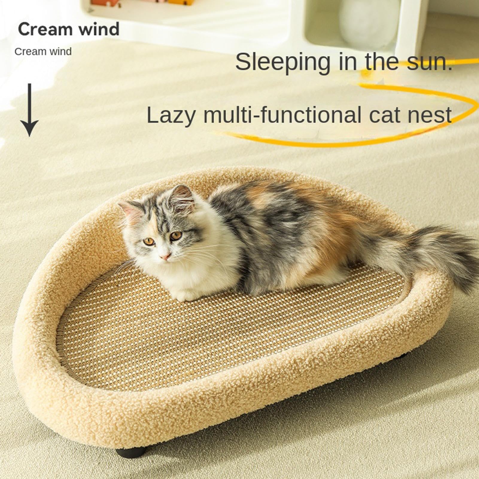 Cama Rascador para Gato Sofá Grande de Sisal | Tapete Rascador para Gatos para Salón, Dormitorio, Apartamento, Patio, Esquina del Hogar