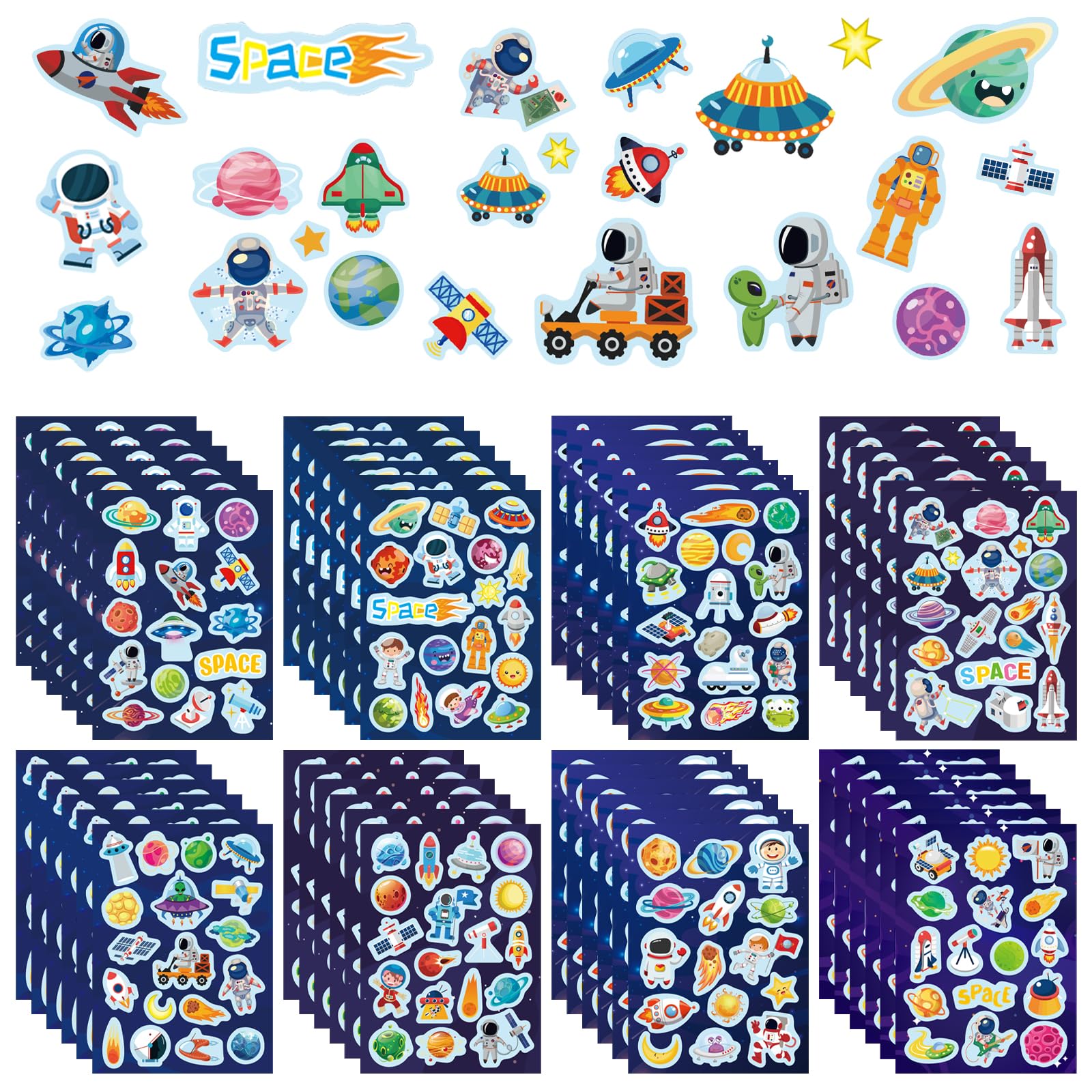 GEEHUA 48 hojas de pegatinas espaciales para niños, cohete astronauta, lindas pegatinas de viaje, pegatinas impermeables para tazas de agua, portátiles, álbumes de recortes, teléfonos, patinetas