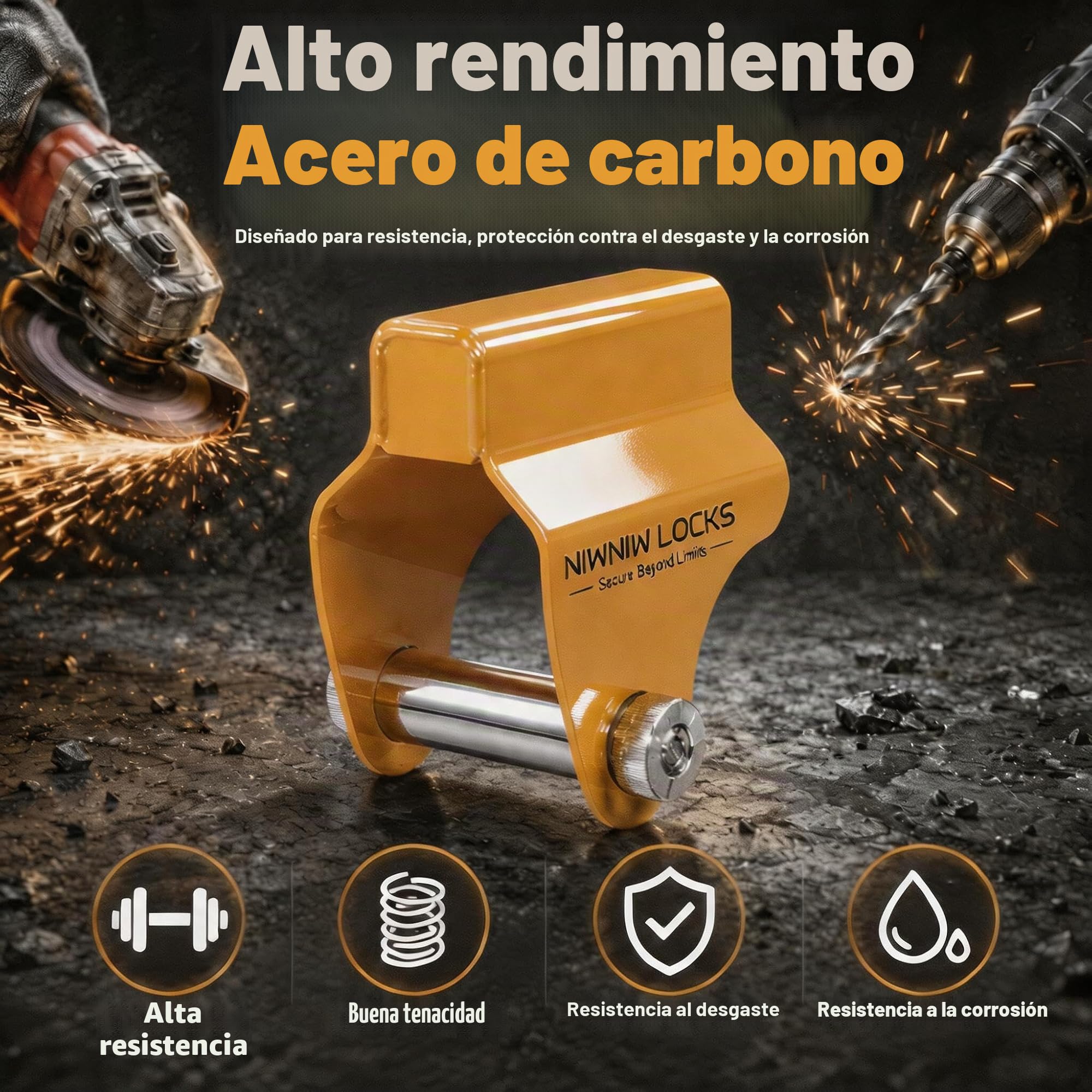 NiwNiw Cerradura de enganche de caravana resistente, bloqueo antirrobo de alta seguridad para ALKO AKS1300/2004/3004 y AK130/160, protección de acoplamiento de remolque con acero reforzado