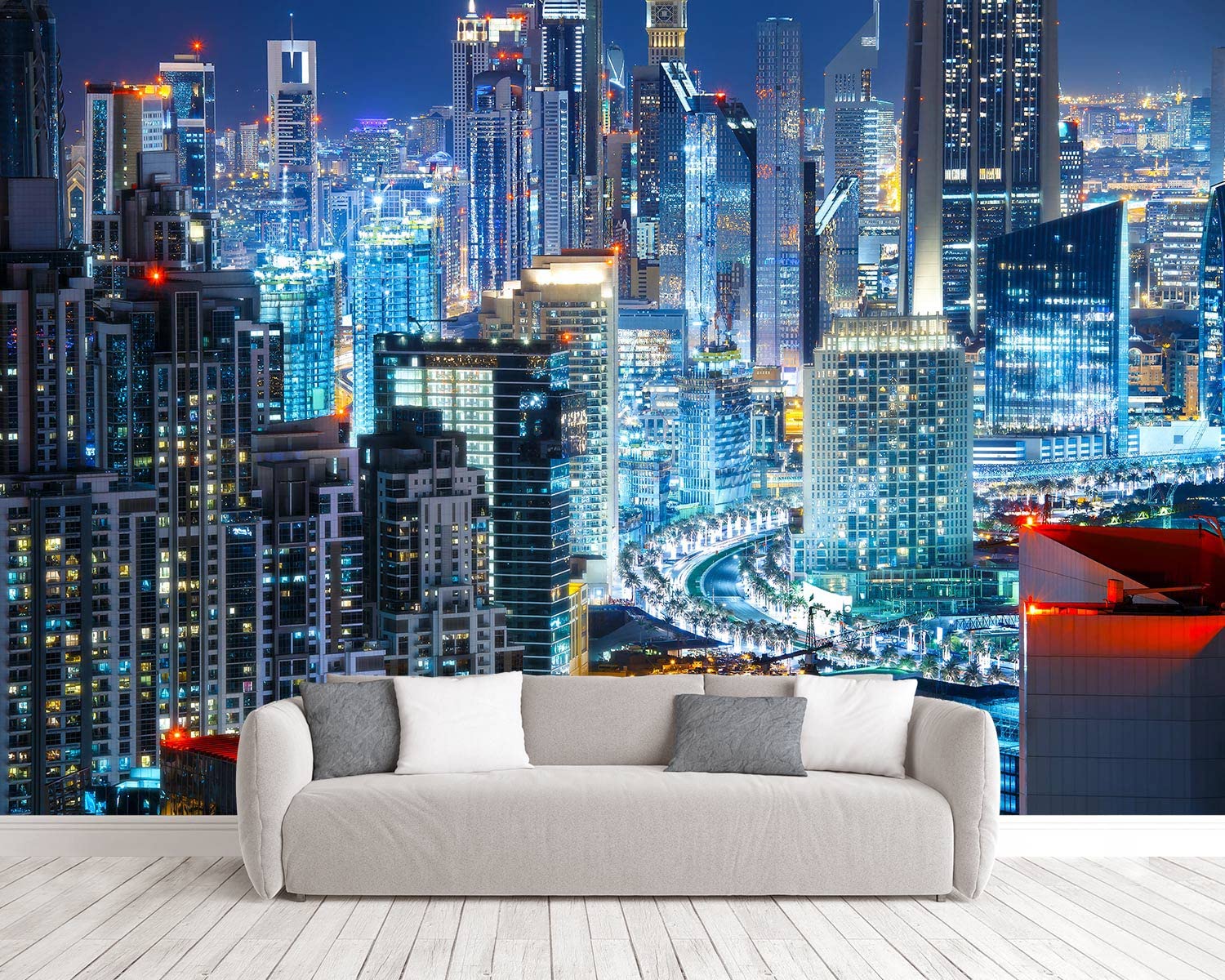 Amazon Com Fightal Dubai City Night View Mural Wall Decoration Large Wall Mural Living Room Bedroom Wallpaper 151 X105 It S Not Peel And Stick Tools Home Improvement