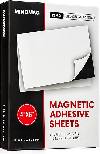 Minomag Hojas magnéticas de 8 x 10 pulgadas con respaldo adhesivo, 5 piezas  Hojas magnéticas cortadas a medida para manualidades, fotos, sellos,