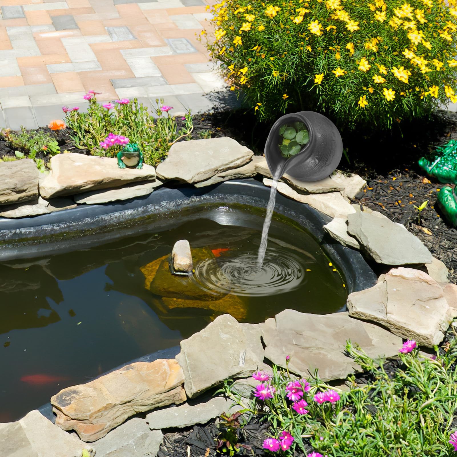 SUPVOX Fontana da Giardino Solari in Ceramica, Vaso Cascata Circolazione Dell'acqua, Decorazione per Giardino e Balcone, Vaso Decorativo