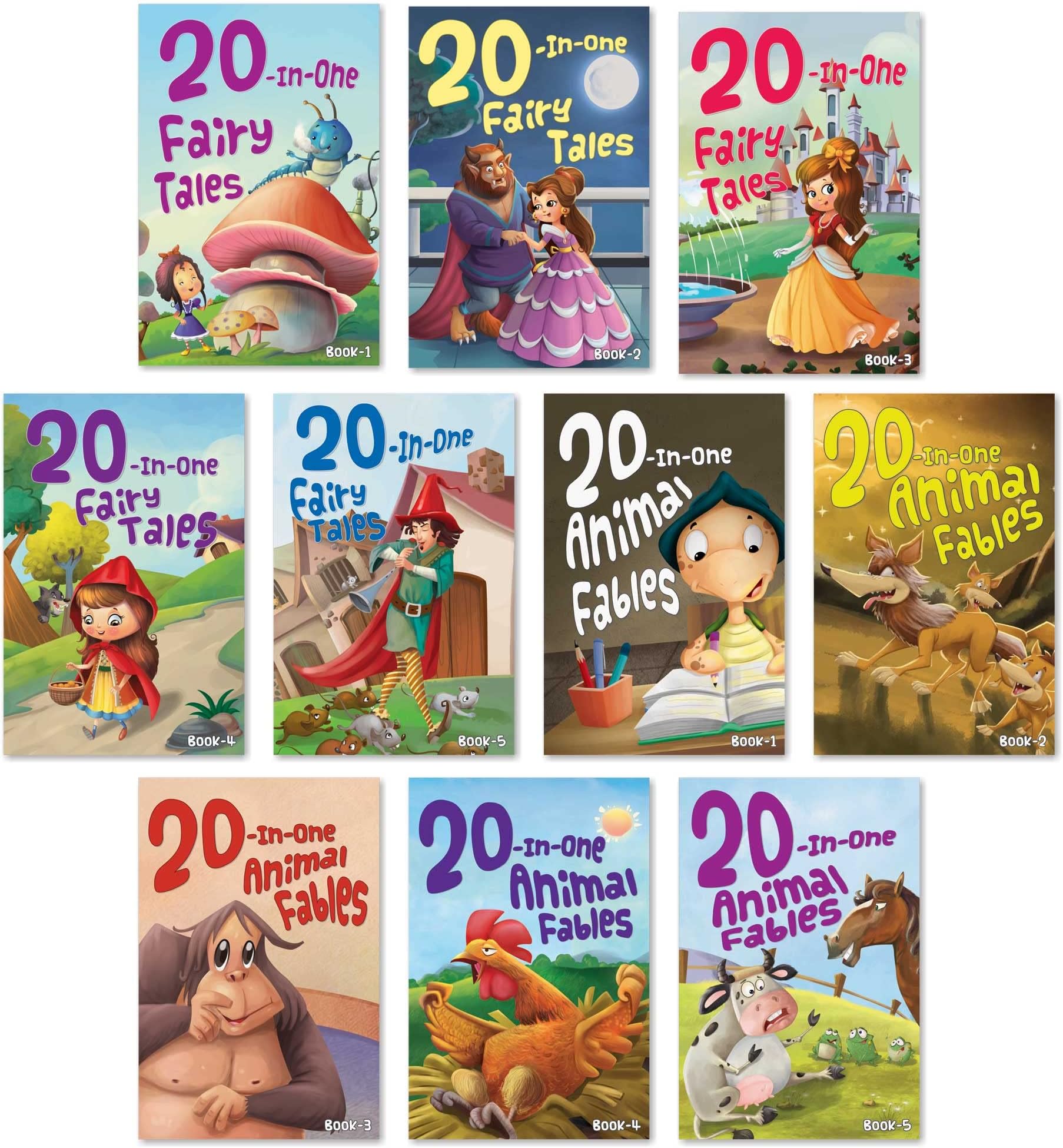Bedtime Story Books for Kids (Pack of 10 Books) | 200+ Short Stories | 200 Pages Total Paperback