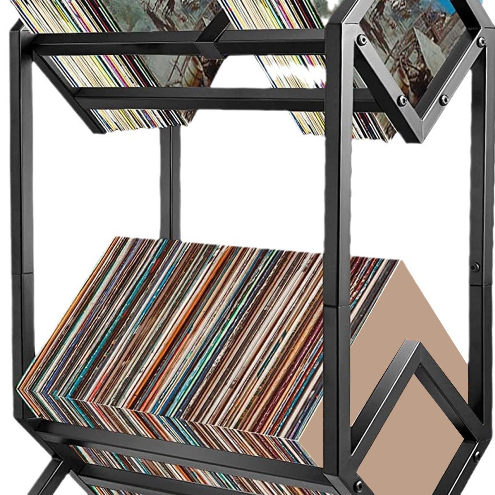 Scaffale portaoggetti per album CD, scaffale portaoggetti da pavimento per l'organizzazione di dischi in vinile e un elegante espositore per libri,