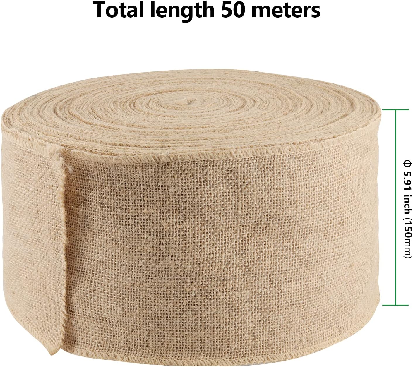 HAKZEON 6 Inch Wide Burlap Fabric Ribbon, 54 Yards Natural Jute Burlap Fabric Roll Ribbon for DIY Crafts, Christmas, Wedding, Party, Home Decoration