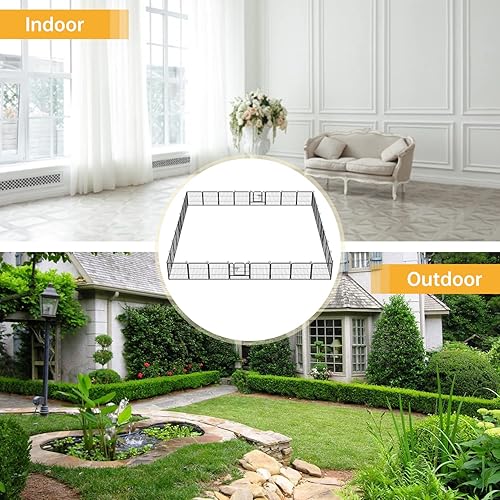 Vista 86 de BestPet - Corralito de 24/32/40 pulgadas de altura para perros de todos los tamaños, 8/16/24/32 paneles, para ejercicio al aire libre, con puertas