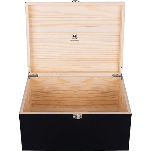 Wooden Gift Boxes - Large Memory Box For Keepsakes, Decorative Boxes With Lids, Wooden Box With Hinged Lid, Black Box, Wood Boxes, Storage Box With Lid, Wooden Storage Box Wood Box With Lid