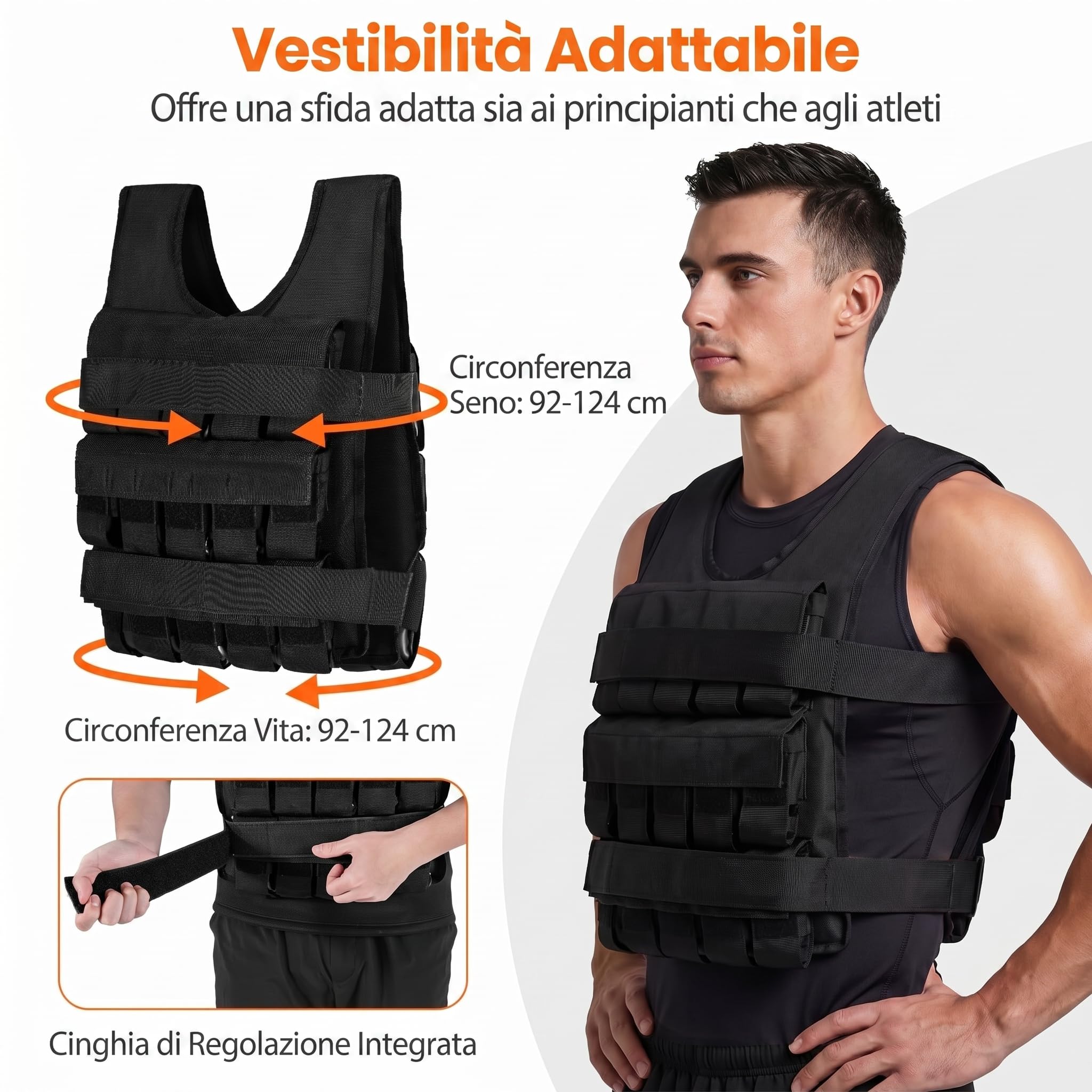 COSTWAY Giubbotto Zavorrato Regolabile 20/30 kg, Gilet Zavorrato Traspirante con 20/30 Pesi Rimovibili e Cintura Regolabili, Ideale per Allenamento Corsa, Crossfit e Calisthenics