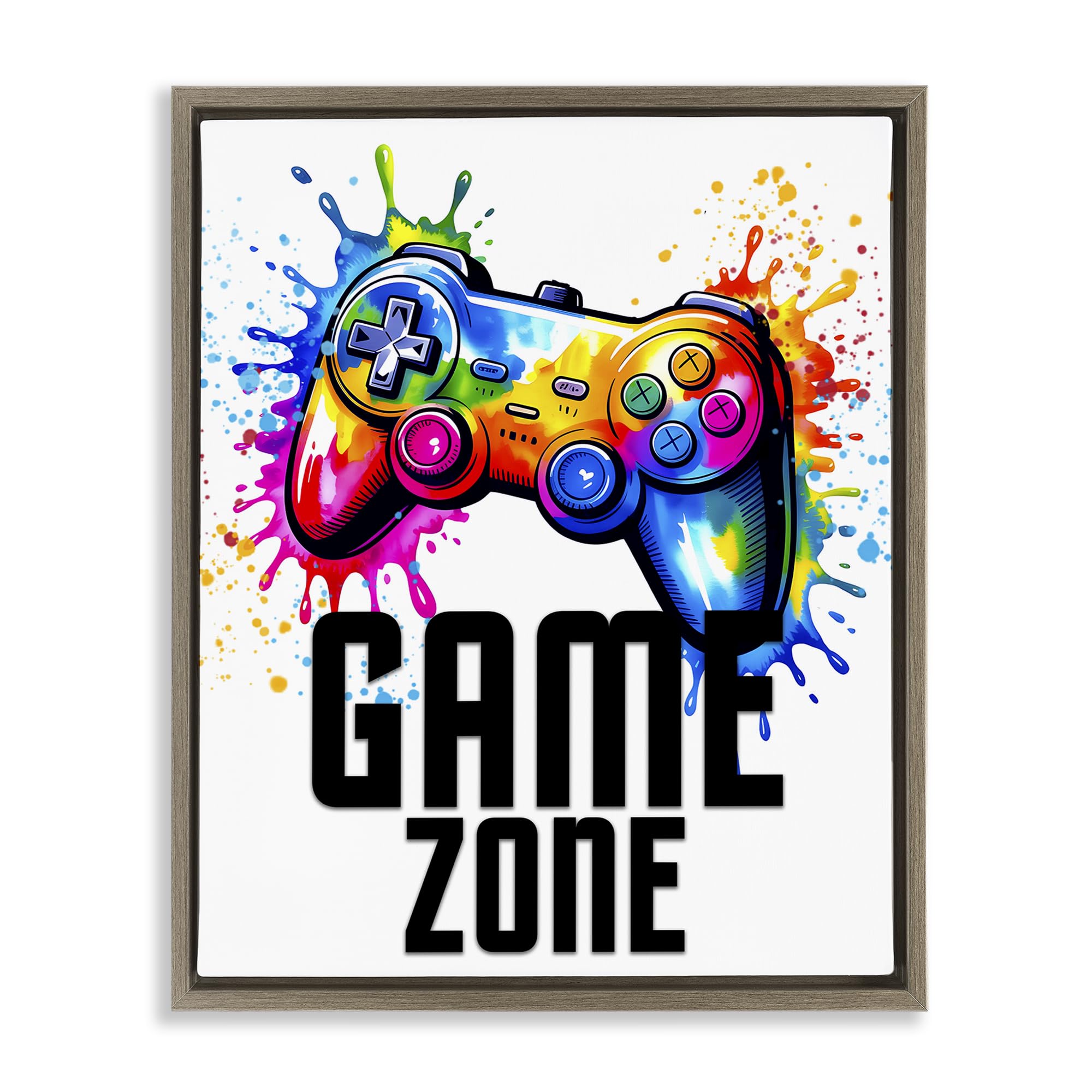 Stupell Industries 'Game Zone Bright Splash', Floating Frame Canvas Art, Brown, 25 x 31 Inches, Easy to Hang and Sturdy, Made in USA, by Kim Allen