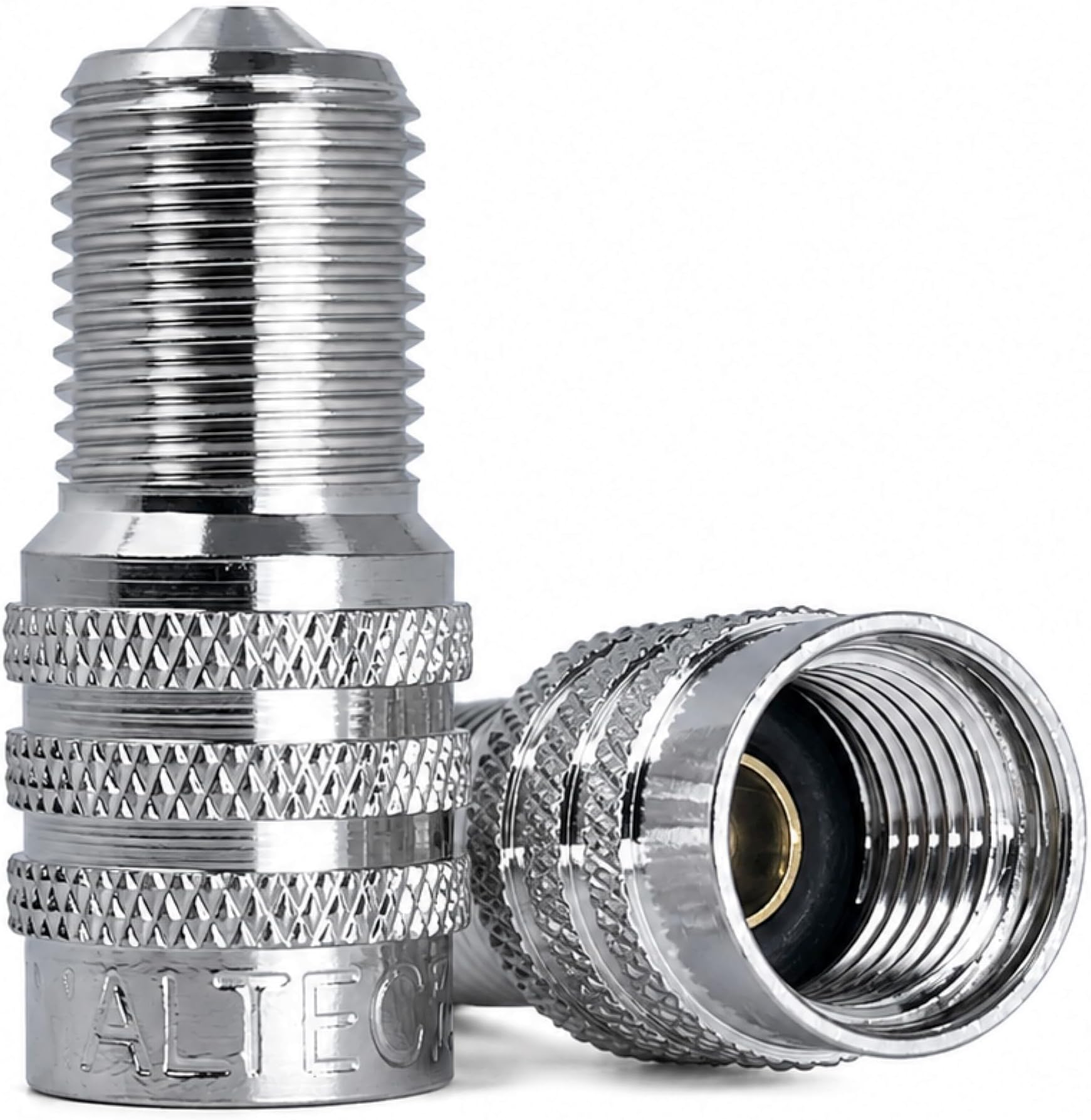 Haltec DS-1 Double Seal Inflate Through Valve caps for Trucks RVs and Semis - 50 Pack - Chrome