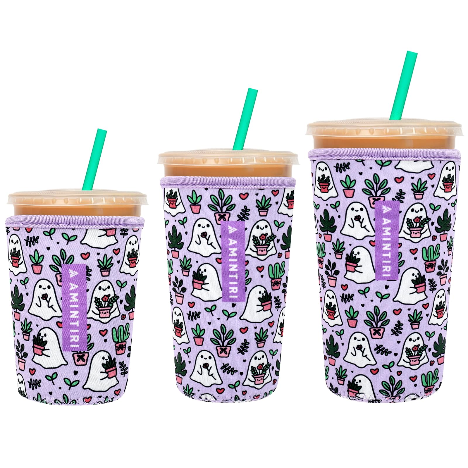 3 Pack Reusable Insulator Neoprene Sleeve for Iced Coffee &amp; Cold Soda