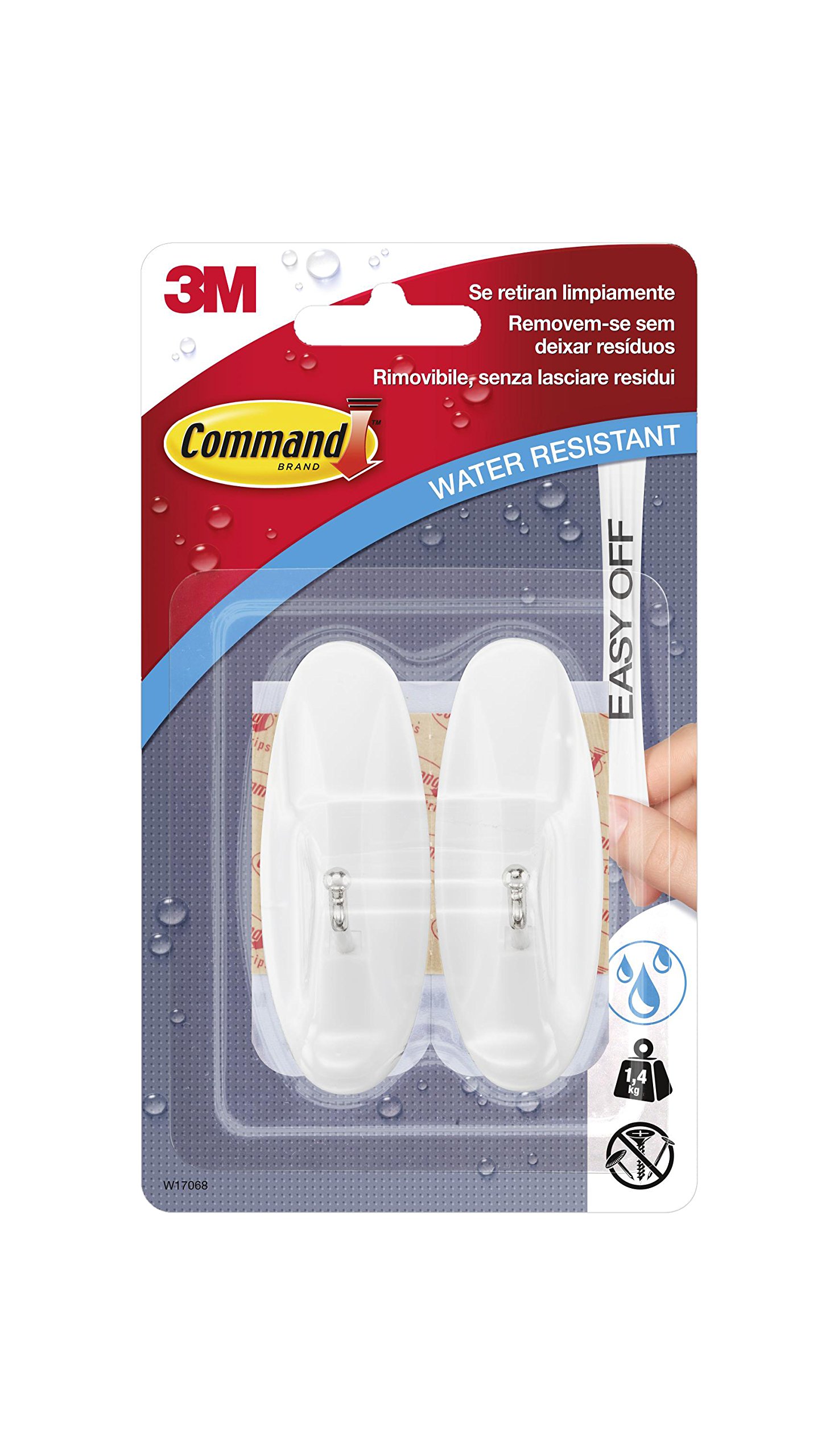 Command White Uu001563756 - Wall Hook With Water-Resistant Adhesive Strips (Pack Of 2 Hooks)