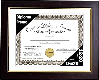 Vista 38 de Creative Picture Frames Marco de diploma de caoba de 7 x 9 pulgadas con borde dorado, incluye caballete de vidrio negro y ganchos de pared