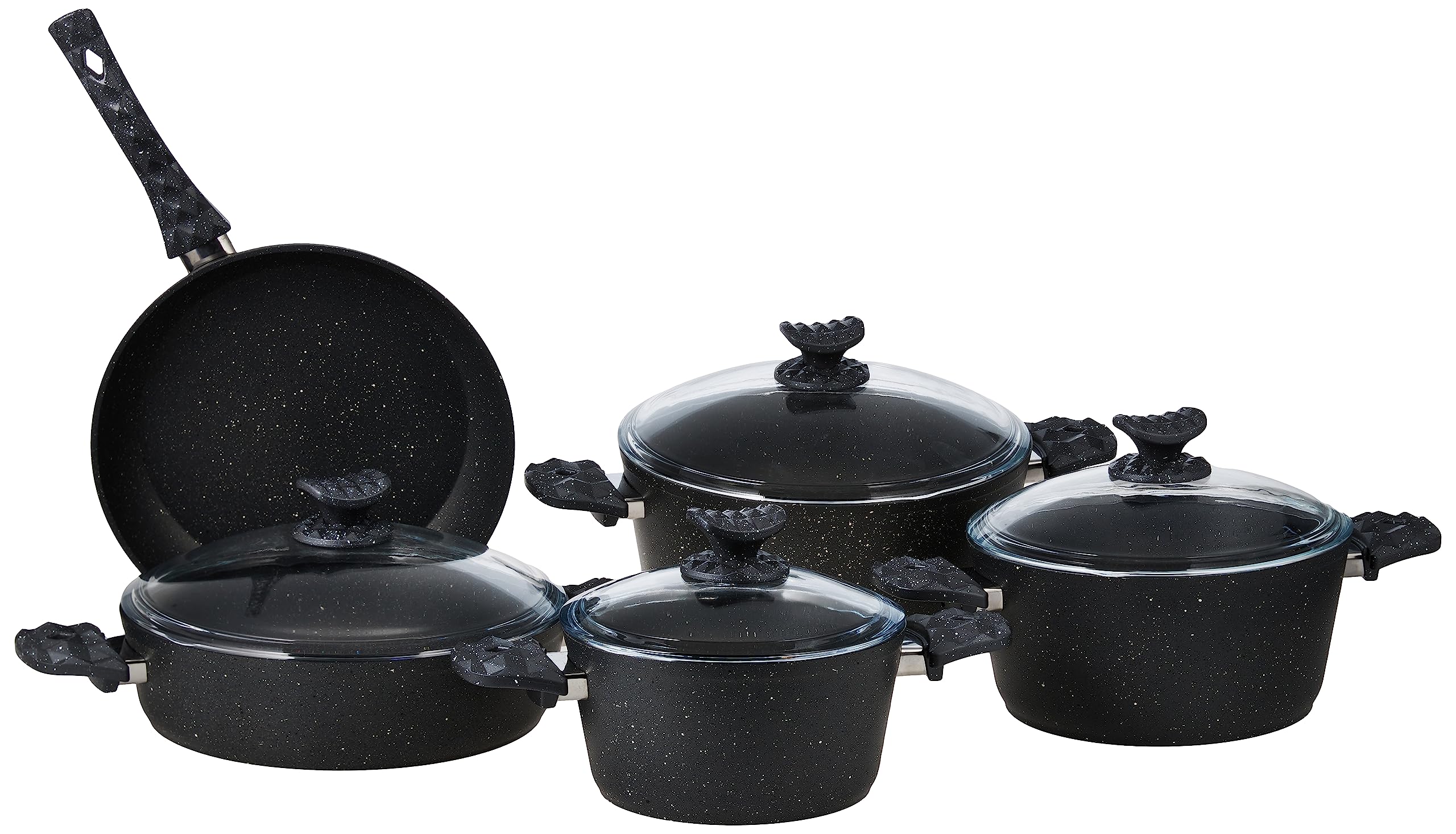 Home Maker Granitec Cookware Set 9-Pieces, Grey