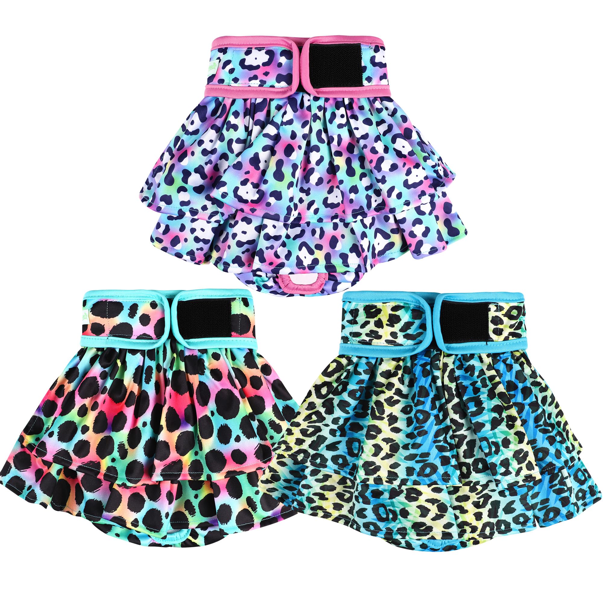 wegreeco Dog Diapers Female (3 Pack), Highly Absorbent Dog Diapers for Female Dogs in Heat, Incontinence, or Excitable Urination (Colorful Leopard,