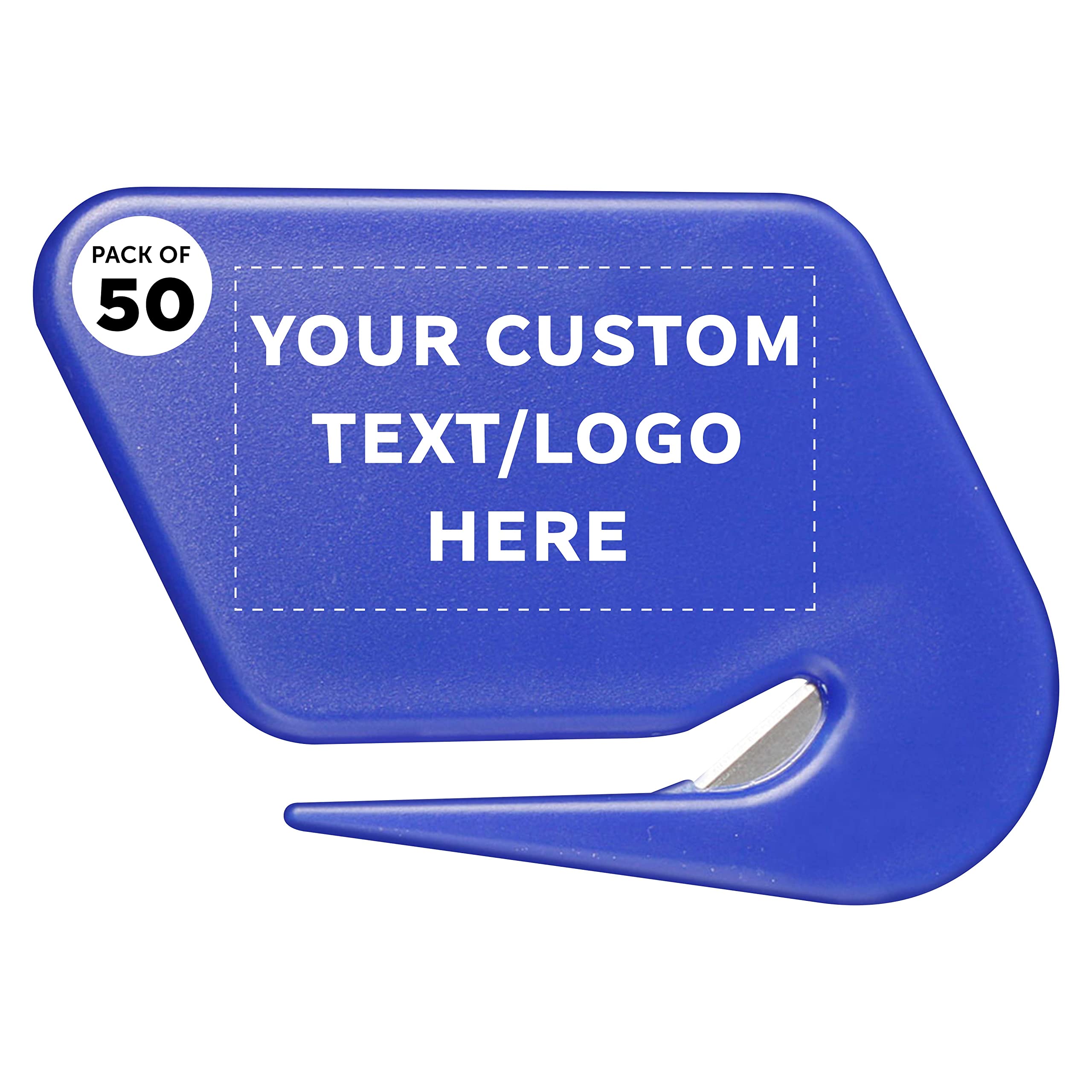 Custom Translucent Plastic Letter Openers Set of 50, Personalized Bulk Pack - Perfect for Home or Office - Blue