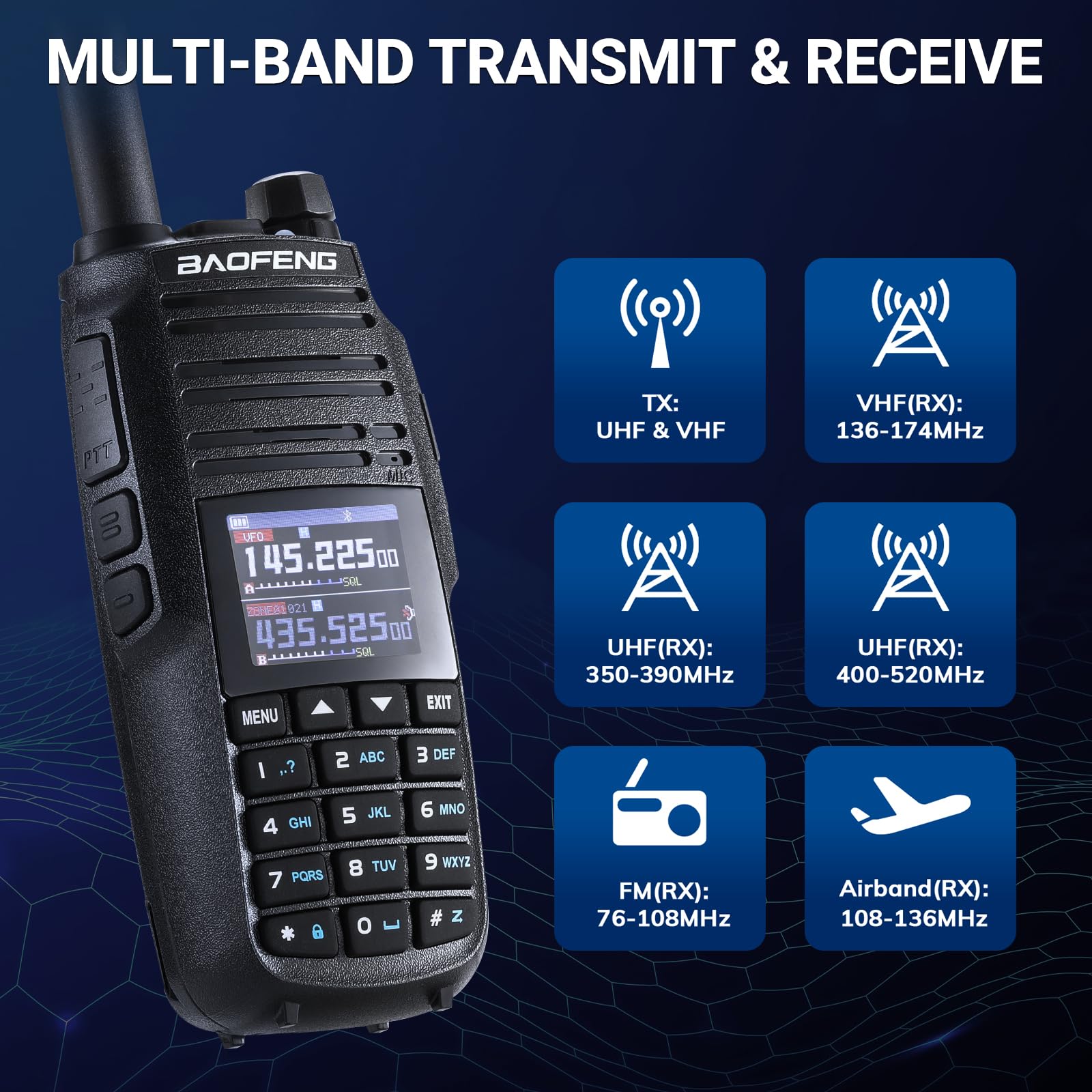 BAOFENG UV-29 Pro Radio Amateur 10W Bi-Bande VHF/UHF, Répéteur Cross-Band