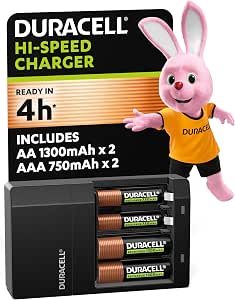 DURACELL Cargador de 4 Horas con Pilas AA y AAA (Paquete de 1) 100-240V