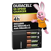 Duracell Caricabatterie Rapido 4 Ore – Confezione da 1 | Caricatore Universale per Pile AA, AAA, Ricarica Veloce e Sicura