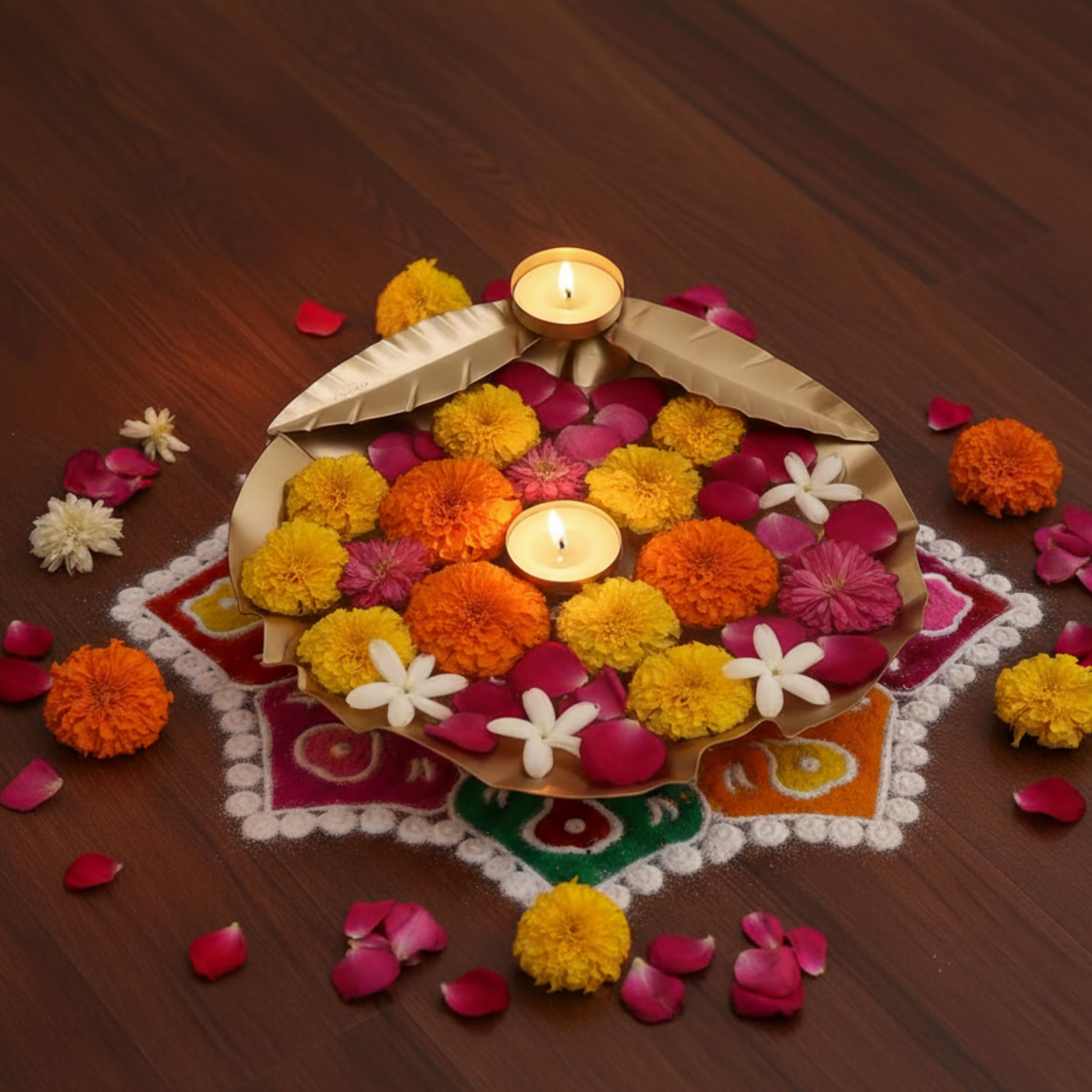 Lotus Urli Candle Holder Set - Diwali Decor -11 Lotus Urli Candle Holder Set - Diwali Decor -11