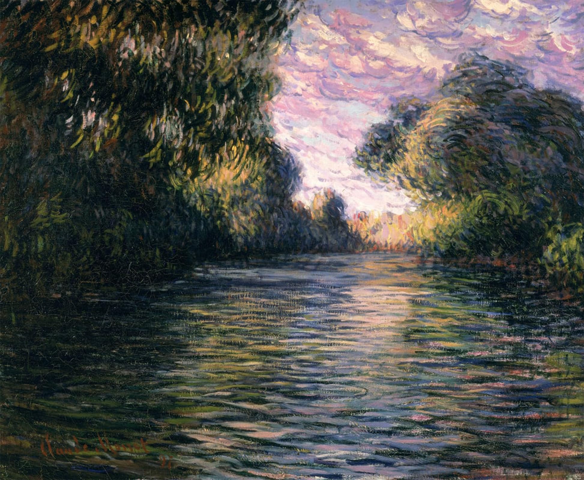 Posteriik No Frame Famous Modern Artwork Art Mural Morning On The Seine By Claude Monet Oil Paintings Pictures For Home Decor 60X90cm