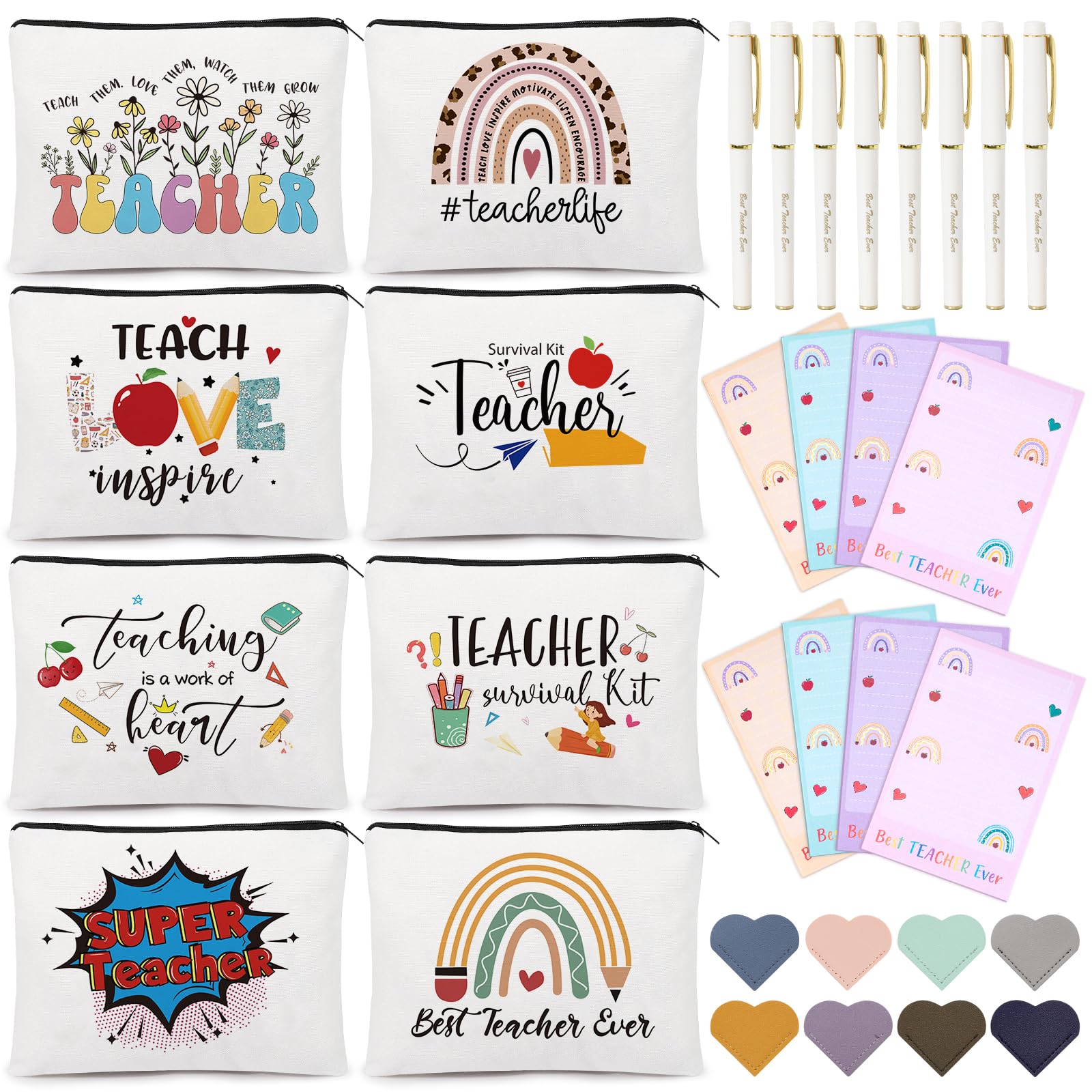 UAREHIBY 32 PCS Teacher Appreciation Gifts In Bulk, Teacher Gift with Makeup Bag for Women, Thank You Gifts for New Teachers,Christmas Gifts,Valentine