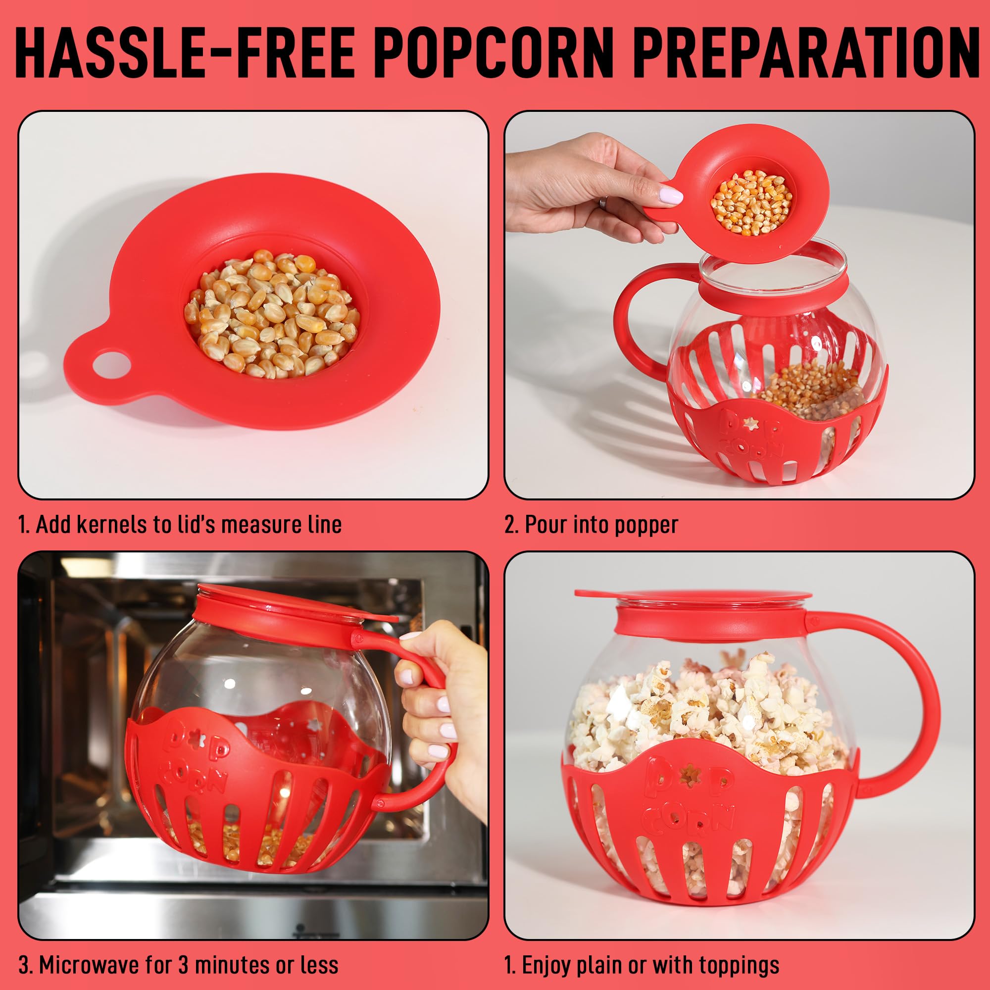 Orchid Child Pop-perly - Palomitas de maíz para microondas para hacer deliciosas palomitas de maíz en casa, sin BPA, resistente al calor, cuerpo de vidrio de borosilicato, máquina de maíz pop, color 3