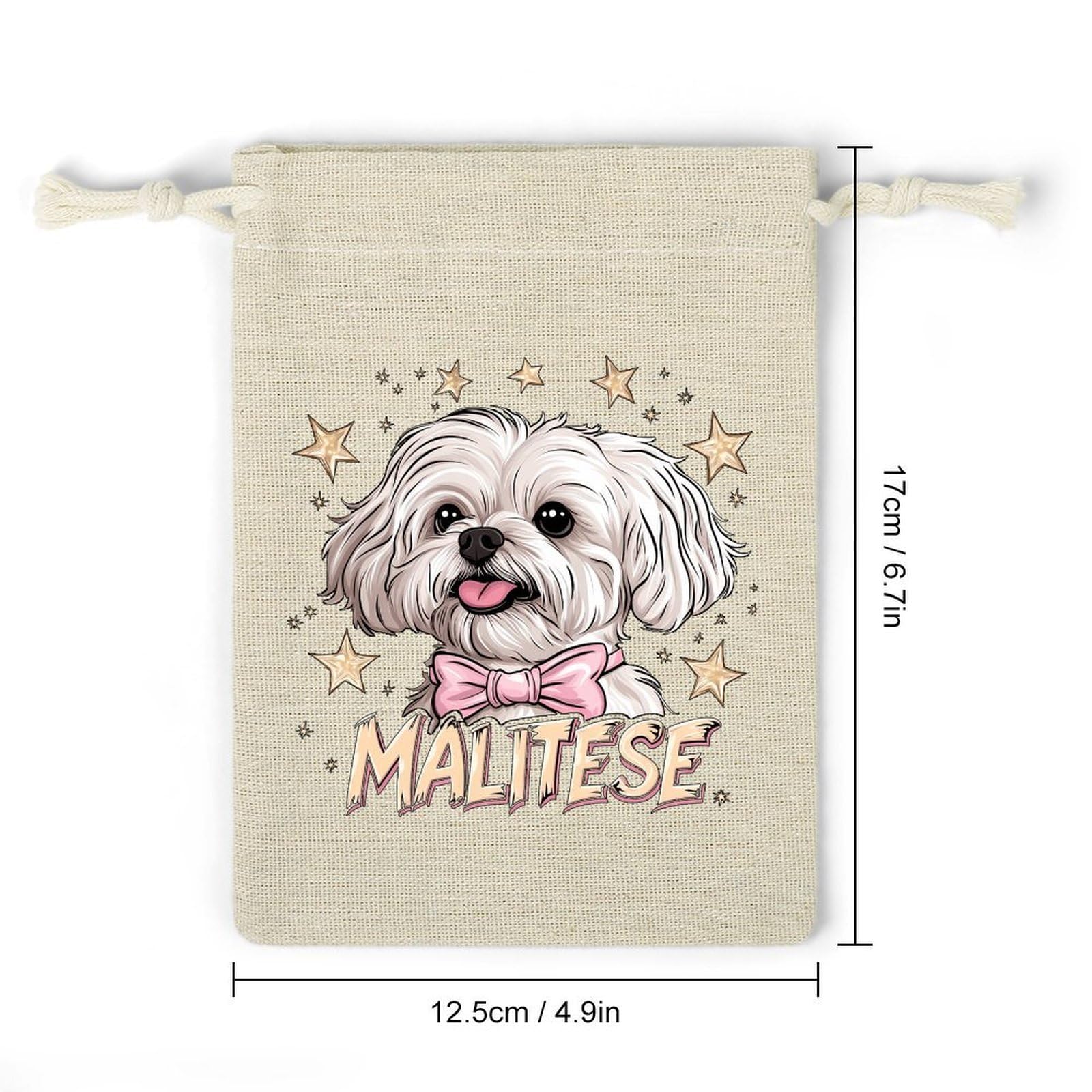 Cute Maltese Dog 8 Pack Small Gift Bags Cotton And Linen Drawstring Pockets Sachet Bag for Party Home Supplies