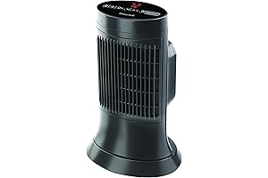 Compact Ceramic Tower Heater, Black – Compact Small Heater with Big Heat