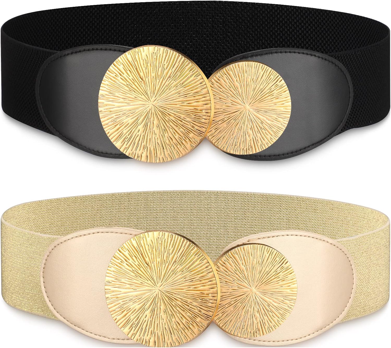 Leyndo 2 Pcs Women's Elastic Vintage Belts Retro Wide Waist Belt