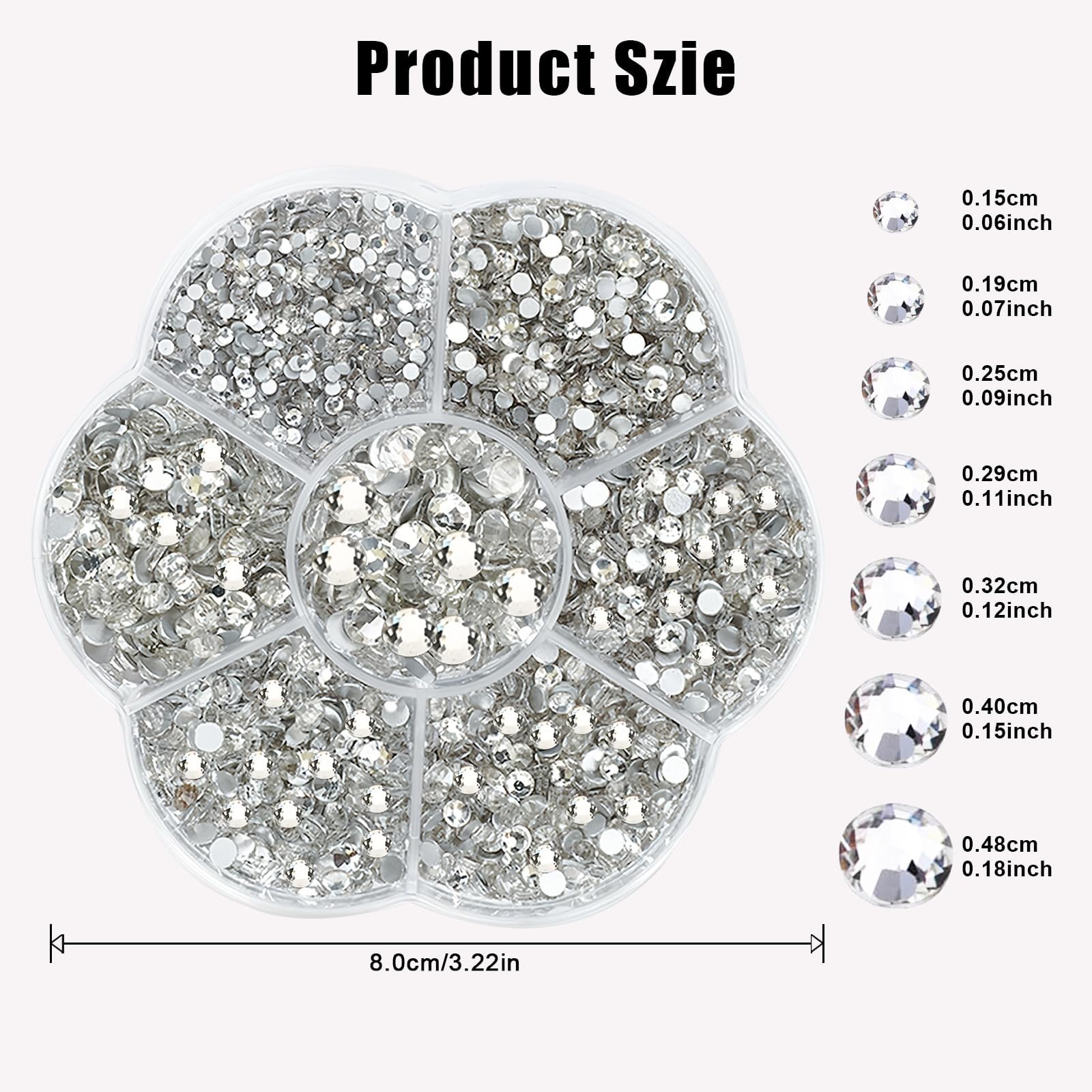 3000 sztuk cyrkonie 7 rodzajów błyskawicy Rhinestone Termoleps Rhinestone Klejenie Rhinestone Szkło Wklej cyrkonie Tekstylia do Ubrania i Obuwie Prezenty DIY (srebrny)