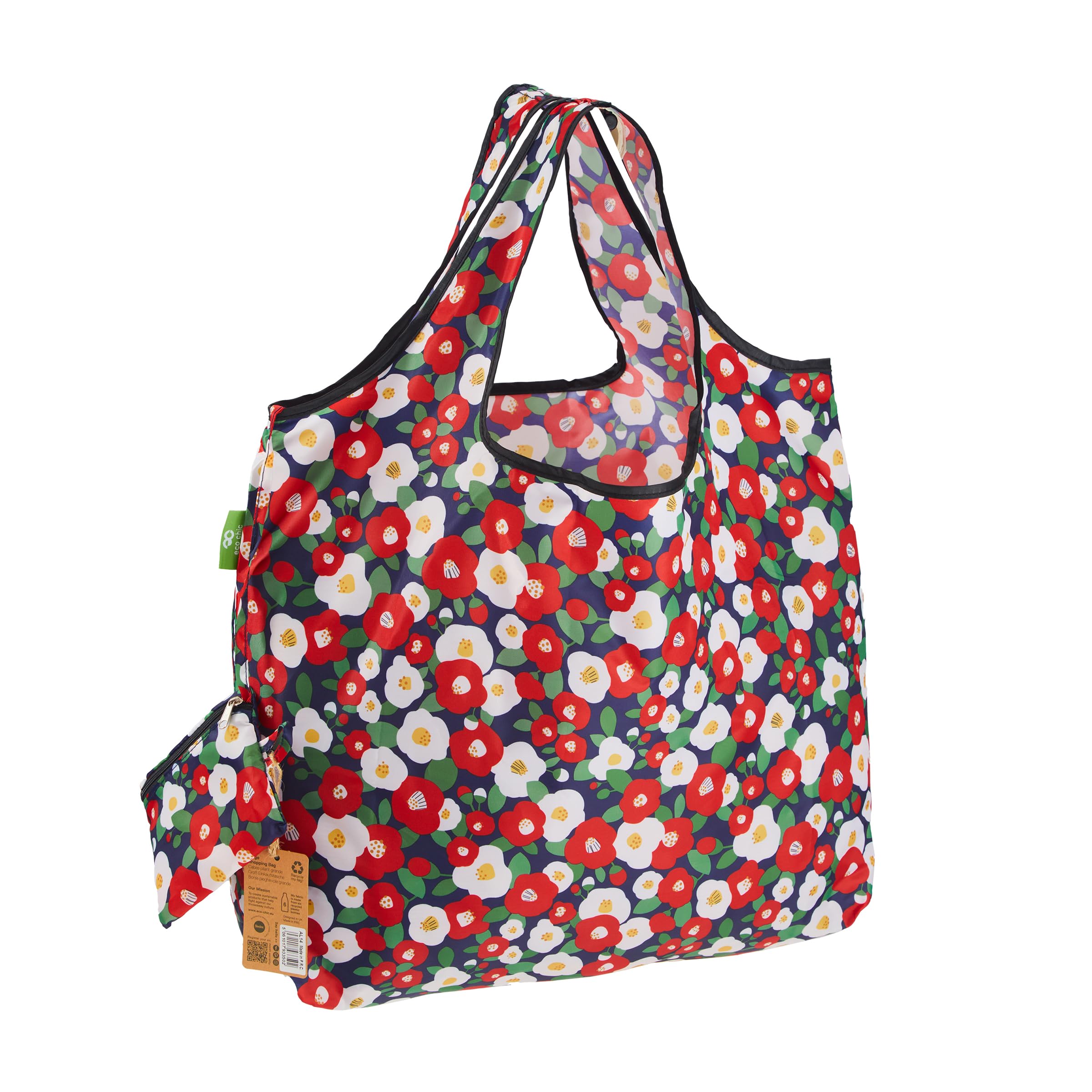 ECO CHIC Foldable Reusable Large Grocery Bags - Foldable Grocery Bags - Lightweight, Recycled & Reusable Shopping Bag - Waterproof, Packable Tote