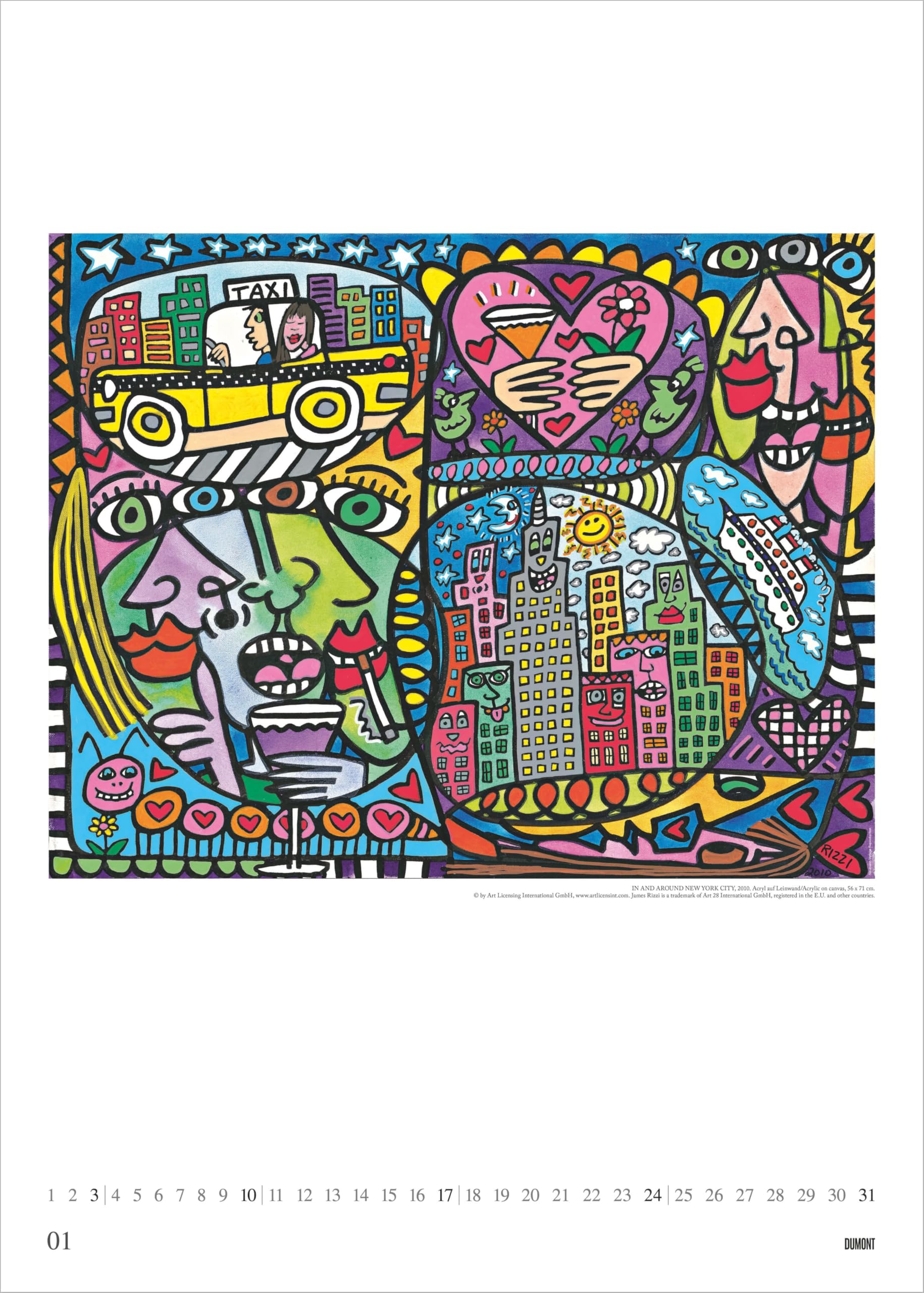 James Rizzi 2027: Kunstkalender 50x70 cm mit Pop Art voller Lebensfreude von Rizzi und sprachneutralem Kalendarium