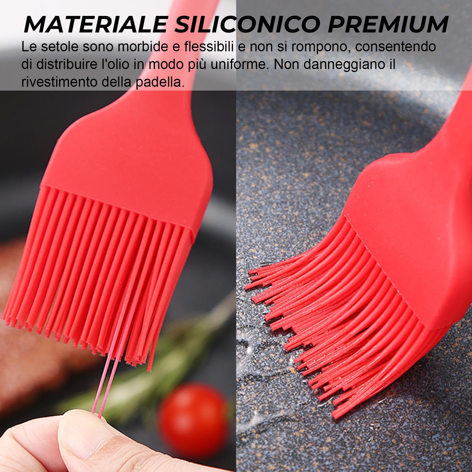 Pennello da cucina in silicone 2 pezzi, pennello da imbastitura da 8 pollici, pennello griglia resistente al calore, pennello olio senza BPA per cucinare, cuocere al forno, BBQ, design monoblocco