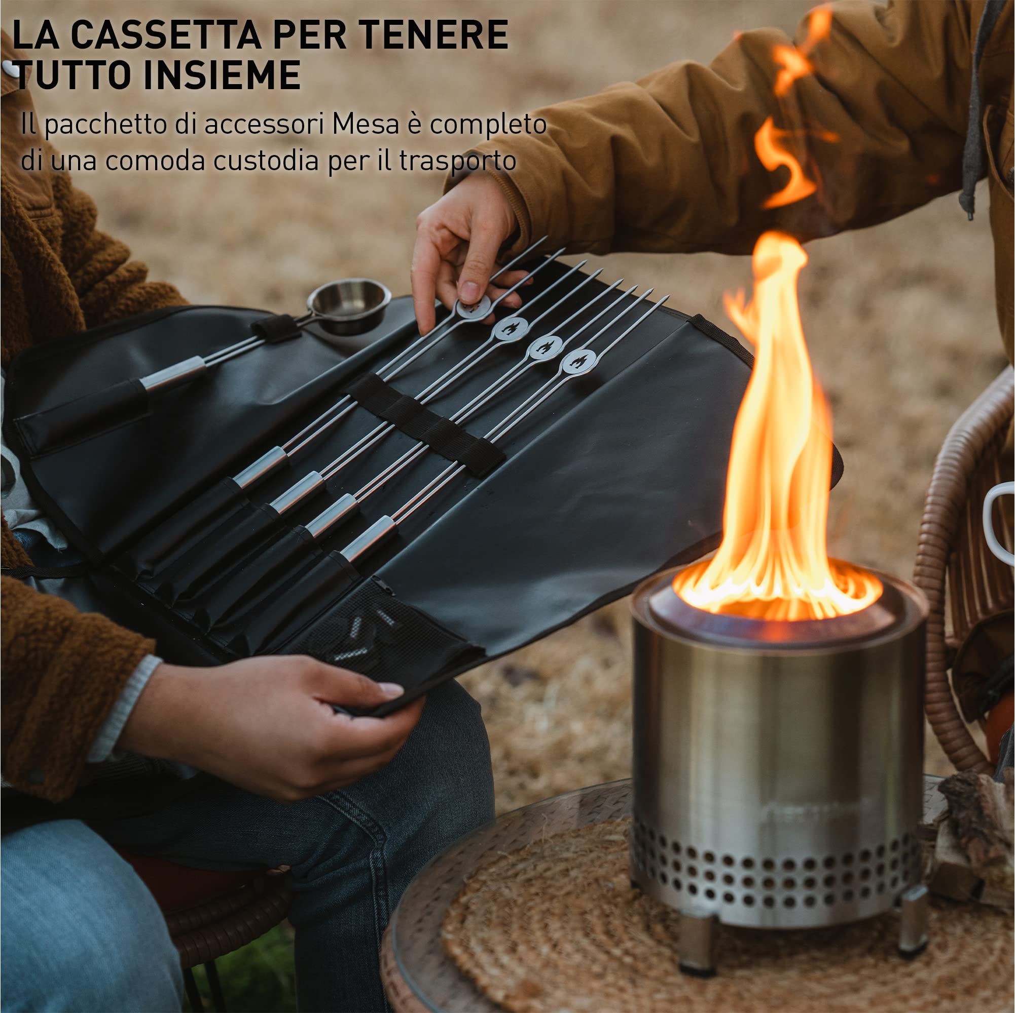 Solo Stove Pacchetto Accessori Mesa XL | incl. 4 Mini bastoni + poggia bastoni, Paletta per Pellet, Coperchio Mesa XL, Borsa, Accessori per caminetto da Esterno, 22,4 x 40,6 cm, 1,1 kg