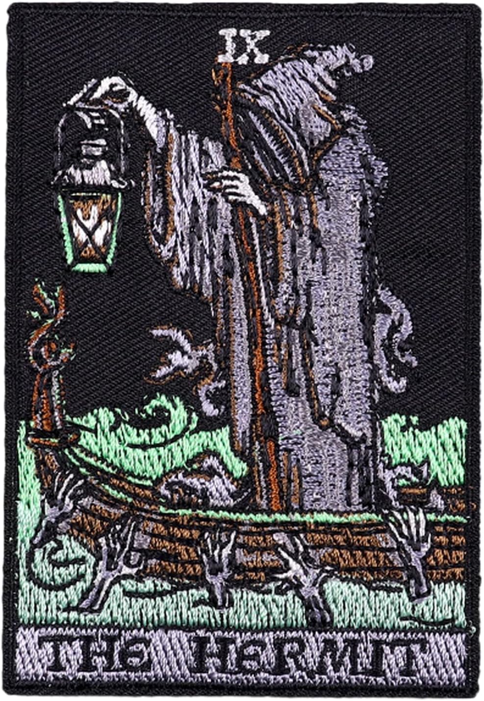 - Reaper Tarot Death Dark Gothic Iron On Patch Embroidered Patch Applique Patch Sew On For Knee Pads Hat Clothes Bag Stylish Repair Cloth (Hermit))
