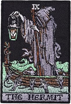 Grim Reaper Tarot Death Dark Gothic Patch, Embroidered Funny Patch Applique Iron-on/Sew-on Badge Patches for Clothing, Hats, DIY Accessories & Crafts, Jeans, Bags, Jackets, Backpacks The Hermit