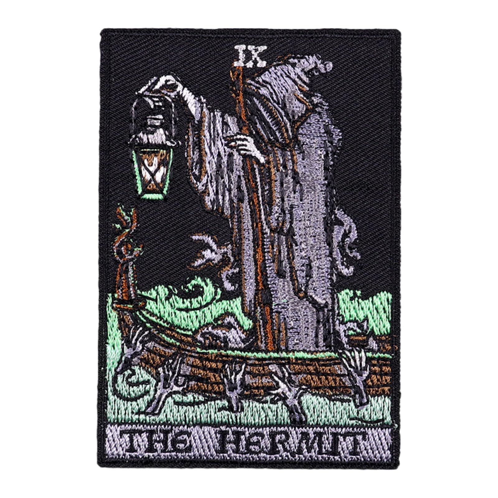 - Reaper Tarot Death Dark Gothic Iron On Patch Embroidered Patch Applique Patch Sew On For Knee Pads Hat Clothes Bag Stylish Repair Cloth (Hermit))