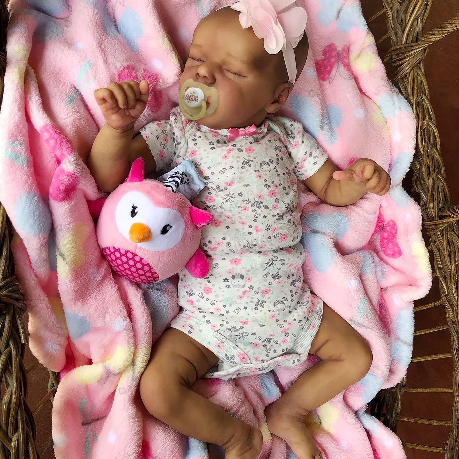 JIZHI Lifelike Reborn Baby Dolls Baby Soft Body Realistic-Newborn Baby Dolls African American Real Life Baby Dolls With Feeding Kit & Gift Box For Kids Age 3+ (17-Inch, Black)