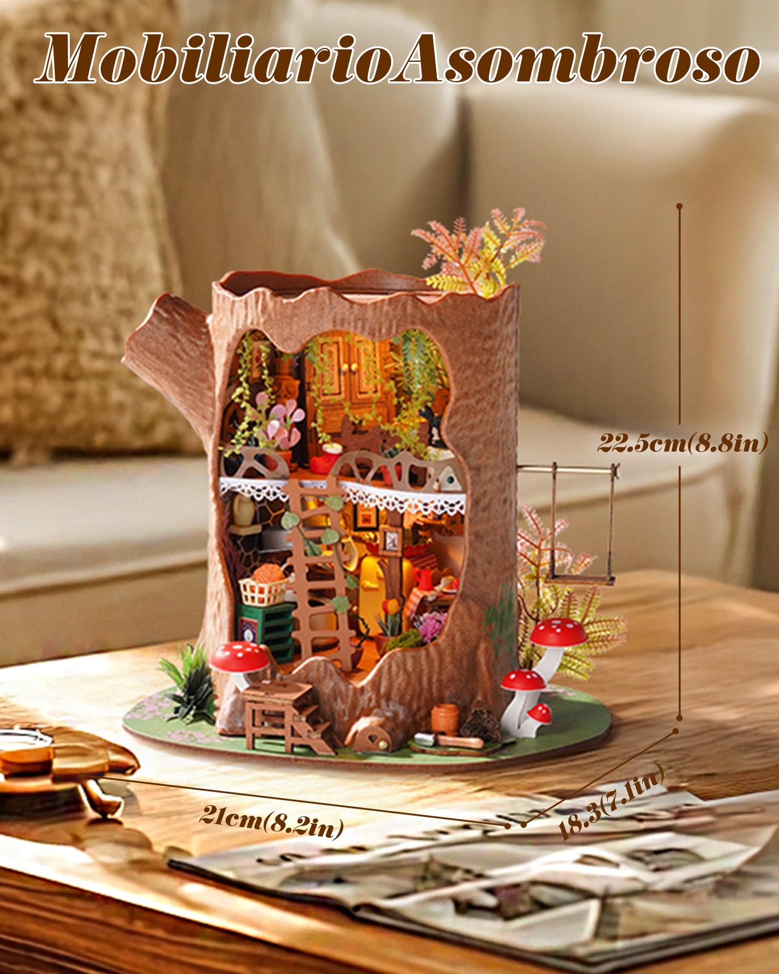 Rolife Maquetas Casa del árbol de Cuento de hadas-275 Piezas DIY Miniature House Diorama, Casas Miniaturas para Montar Puzzle 3D Madera para Adultos ¡Ningún Pegamento Necesario Regalo reconfortante