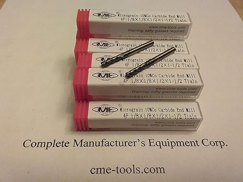 10 fresas de extremo de carburo sólido recubiertas Tialn de 18 pulgadas 4 Flt General Machining #GM1006-