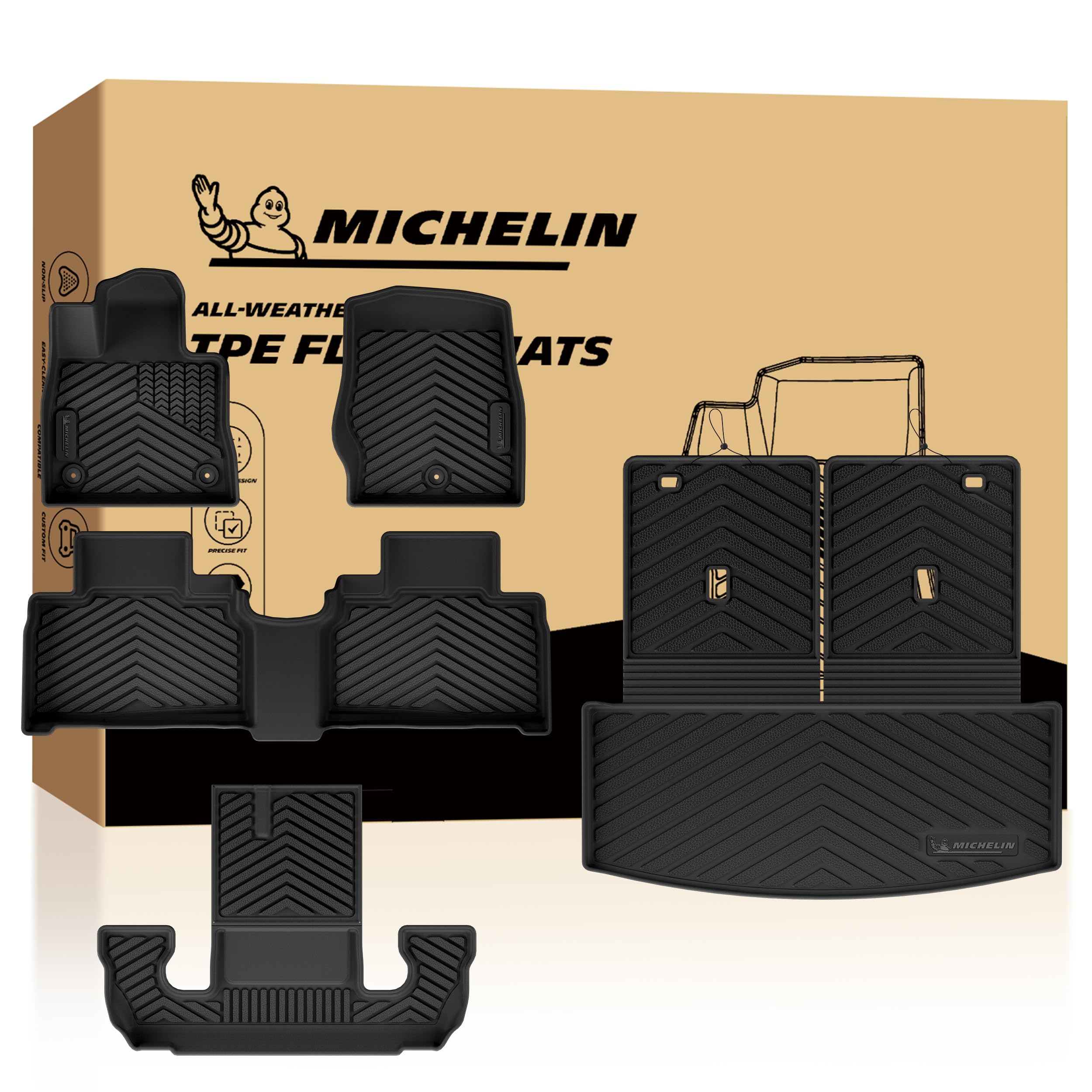 Michelin Vehicle Mats for 2022-2026 Ford Explorer 6 Seats Captain Chairs