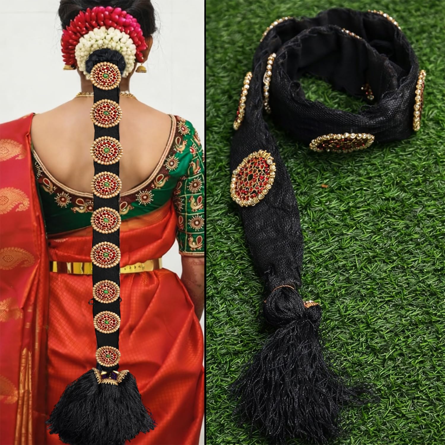 Pula Poola Jada Billalu Hair Choti Ornaments Bharatanatyam Kuchipudi Classical Dance Jewellery for women