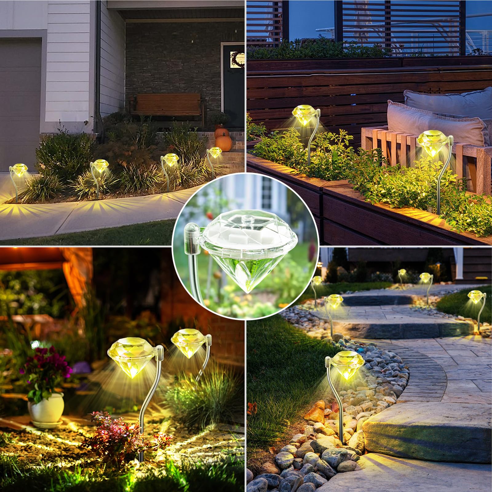 Anordsem Solar Lights for Outdoor Garden Decoration Weatherproof: Balcony Decoration for Outdoor LED Diamond Solar Lights - Image 4