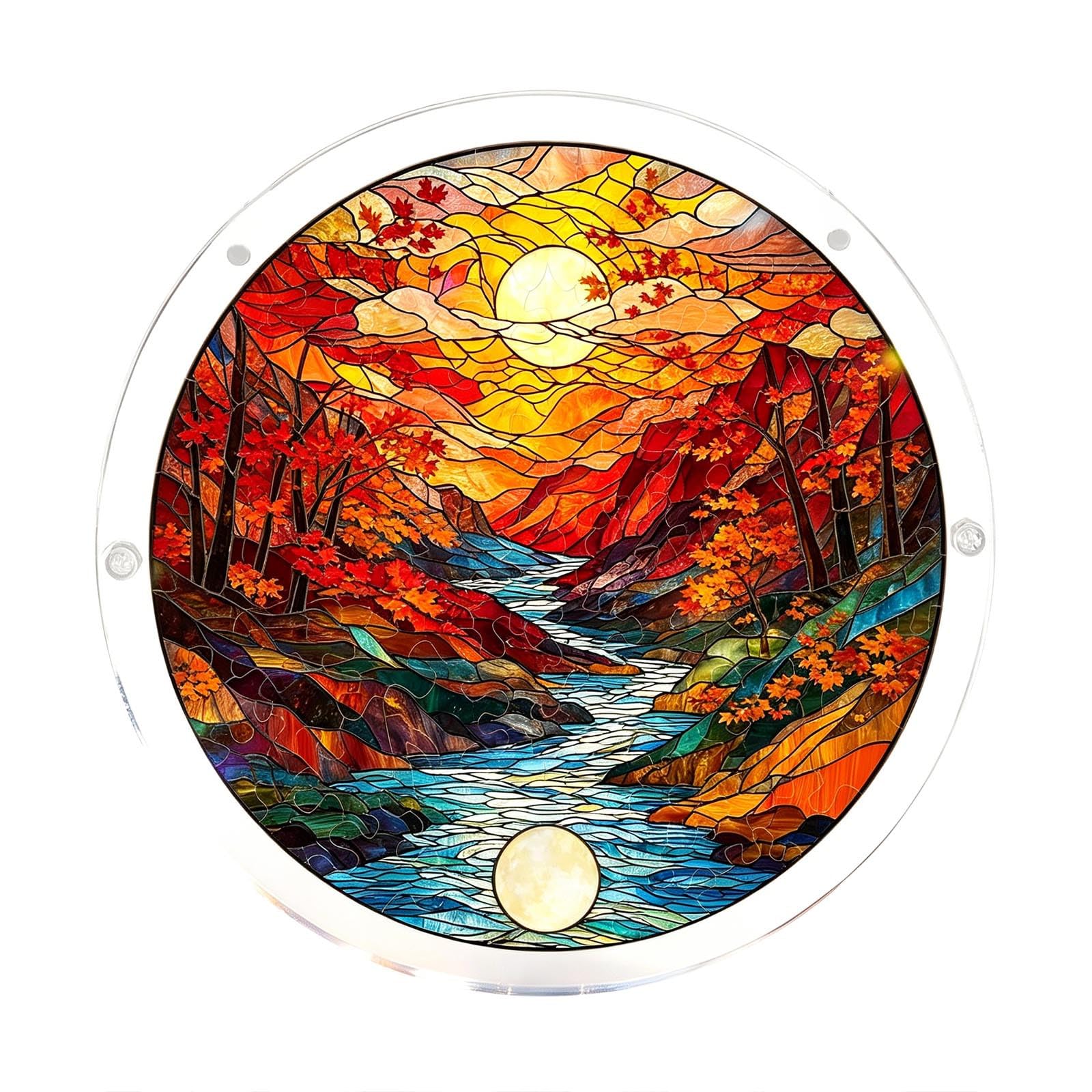 Sun Acrylic Catcher Puzzles, Tree of Radiant Glass Puzzle, Sun Acrylic Catcher Puzzles for Doors Garden, Mother's Day Christmas Birthday Gifts for Women Men (Color-A)