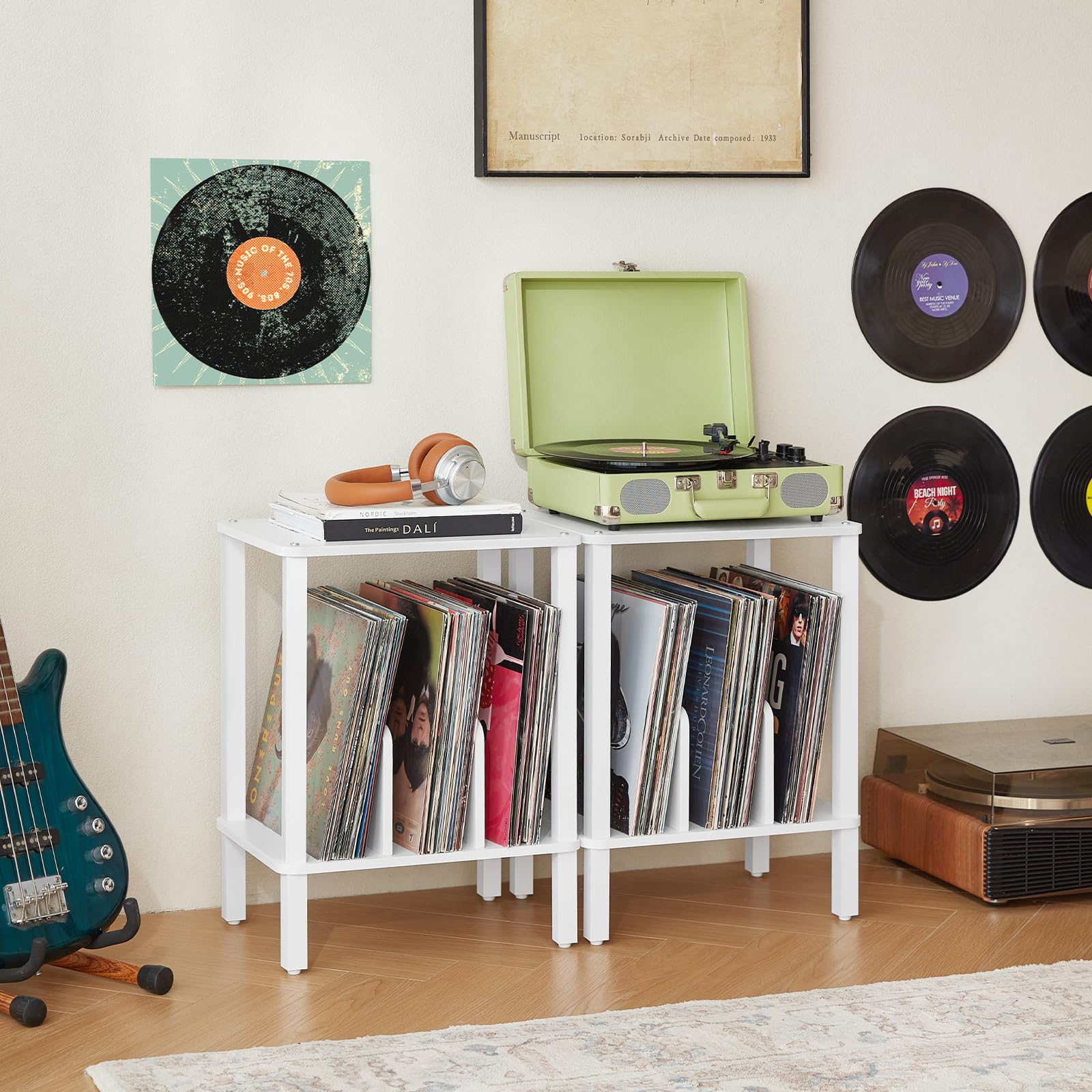 LELELINKY Supporto Per Giradischi In Bambù A 2 Livelli, Con